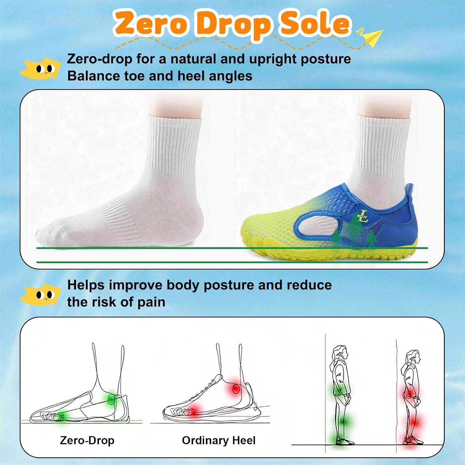image:imageLRUN Kids ClosedToe Water Sandals Adjustable Sport Shoes NonSlip Rubber Sole Swim Beach Shoes for Toddler Little Kid Boys GirlsYellow Navy