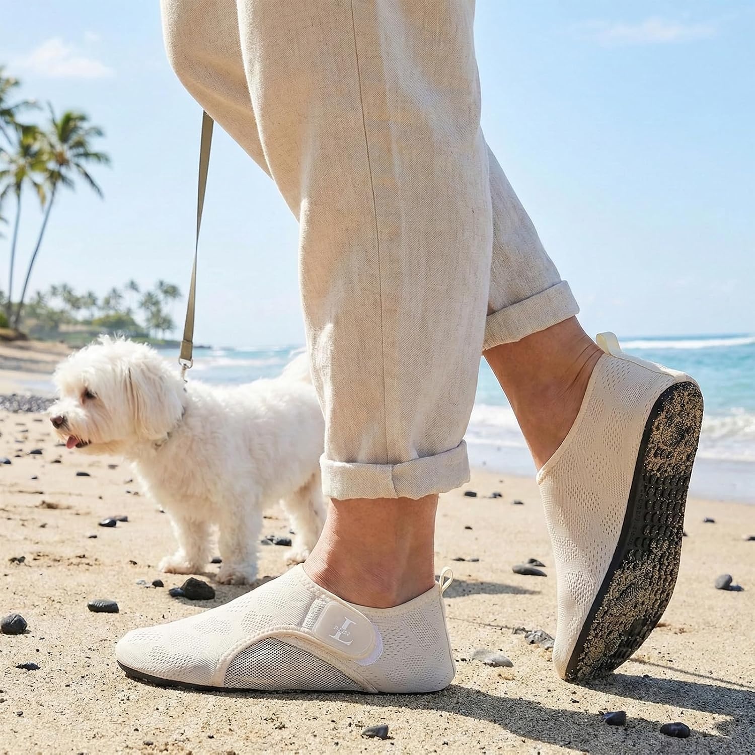 image:imageLRUN Mens Womens Quick Dry Barefoot Water Shoes NonSlip Beach Pool Shoes Breathable Surf Kayak Yoga SneakersBeige