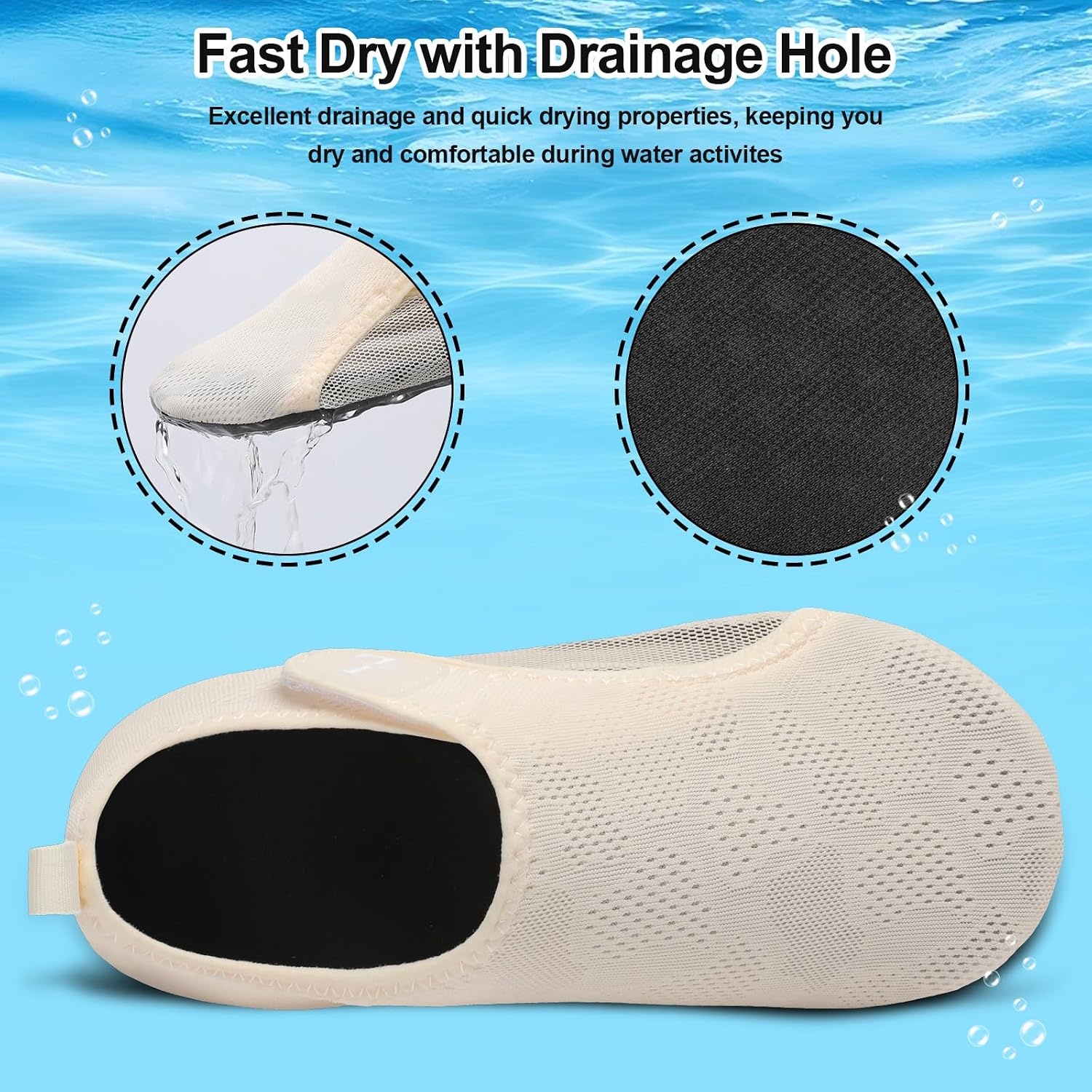 image:imageLRUN Mens Womens Quick Dry Barefoot Water Shoes NonSlip Beach Pool Shoes Breathable Surf Kayak Yoga SneakersBeige