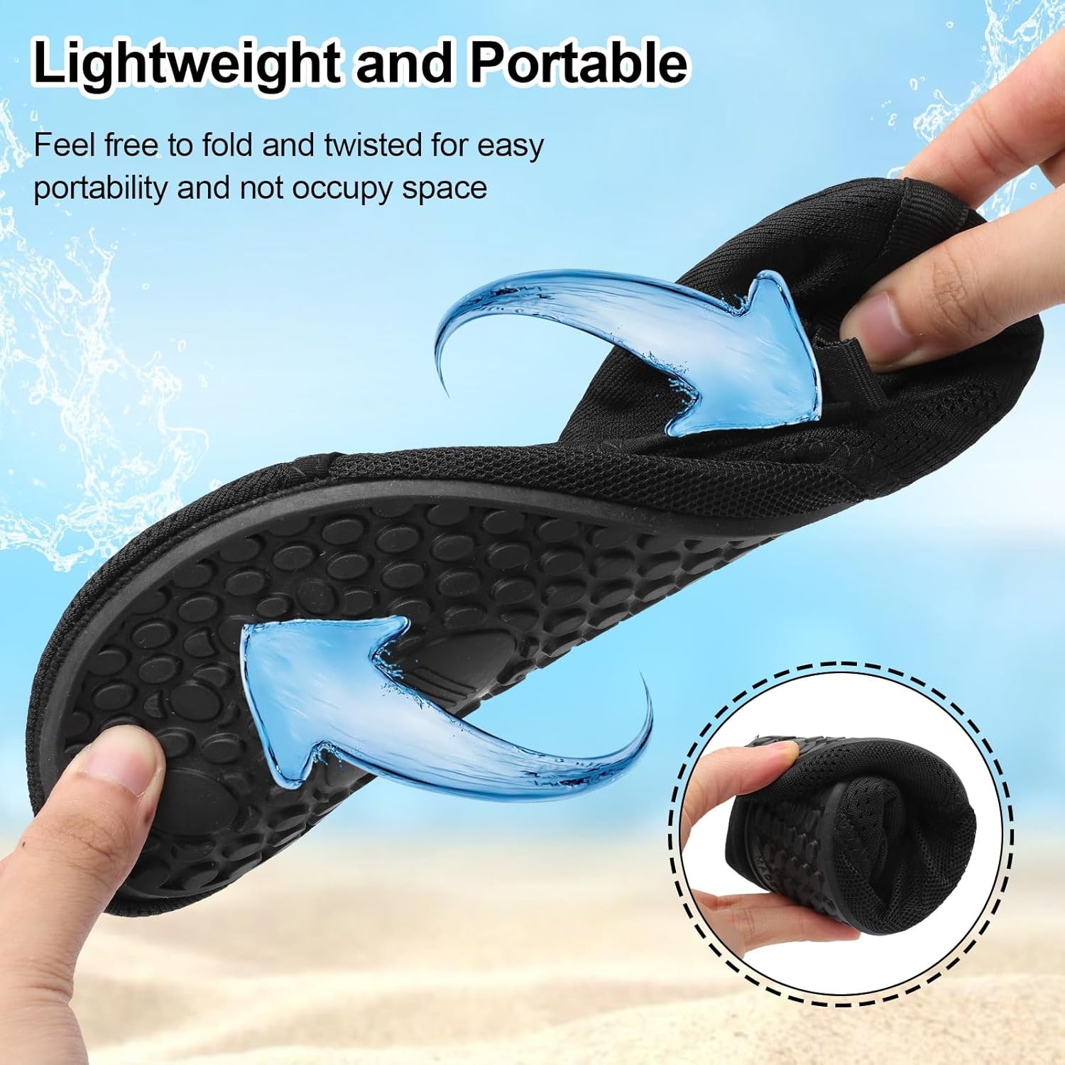 image:imageLRUN Mens Womens Quick Dry Barefoot Water Shoes NonSlip Beach Pool Shoes Breathable Surf Kayak Yoga SneakersBlack