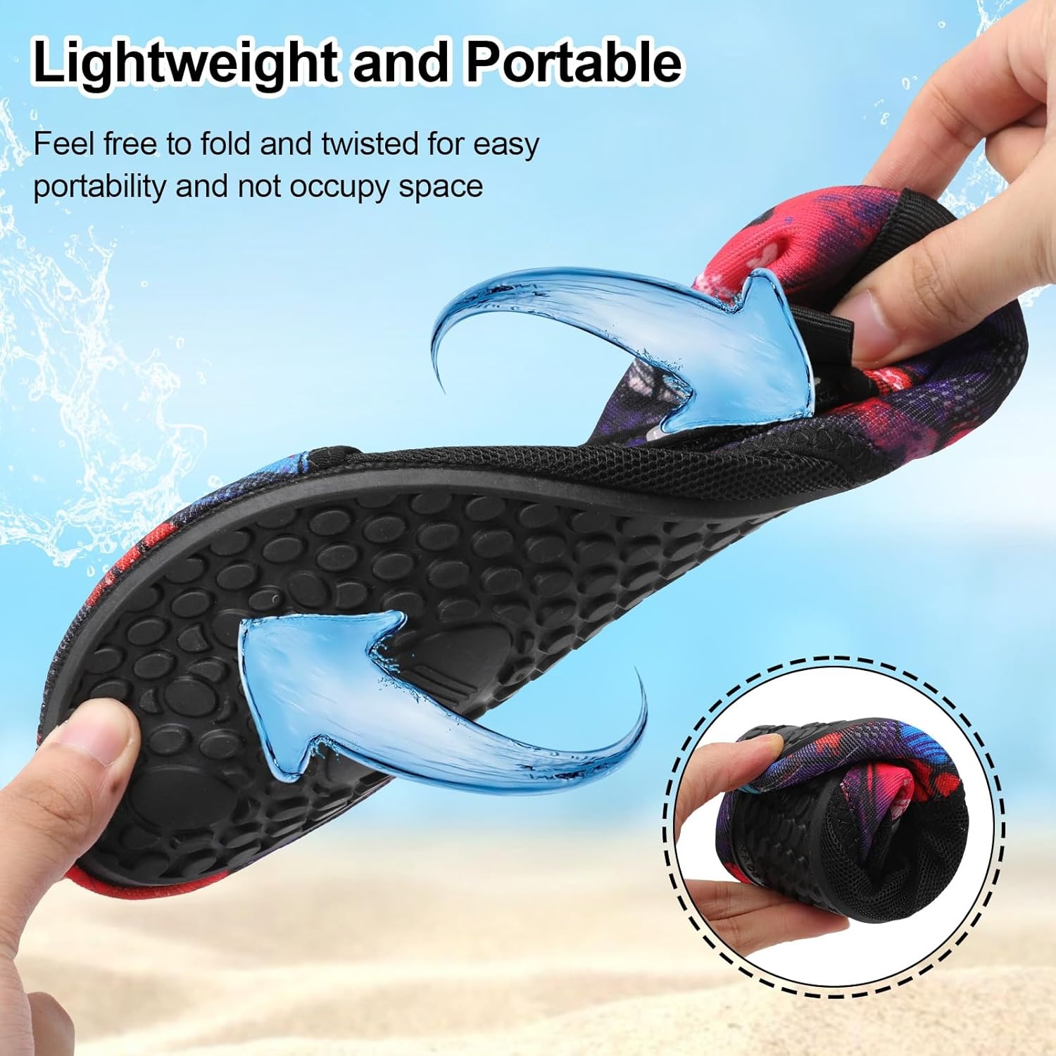 image:imageLRUN Mens Womens Quick Dry Barefoot Water Shoes NonSlip Beach Pool Shoes Breathable Surf Kayak Yoga SneakersBlackRed