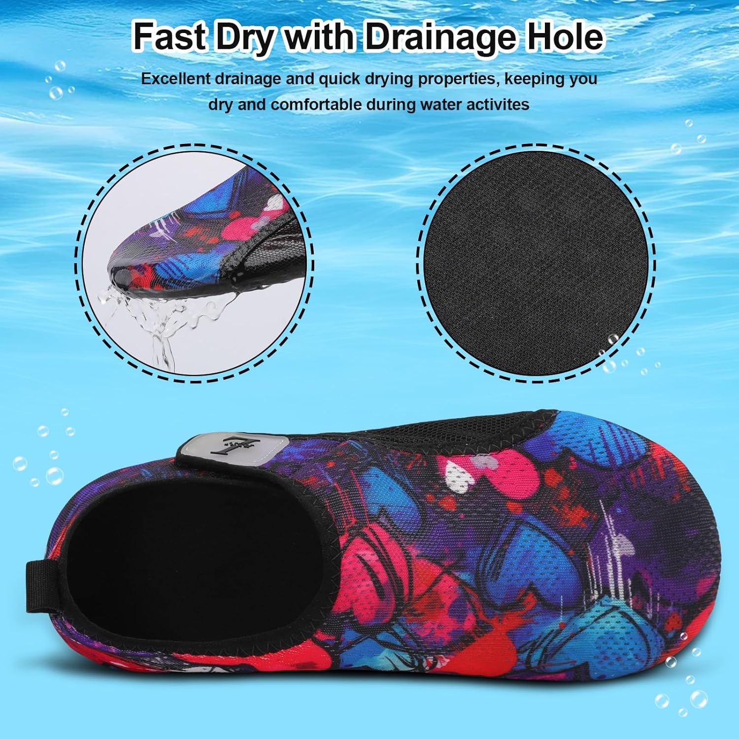 image:imageLRUN Mens Womens Quick Dry Barefoot Water Shoes NonSlip Beach Pool Shoes Breathable Surf Kayak Yoga SneakersBlackRed