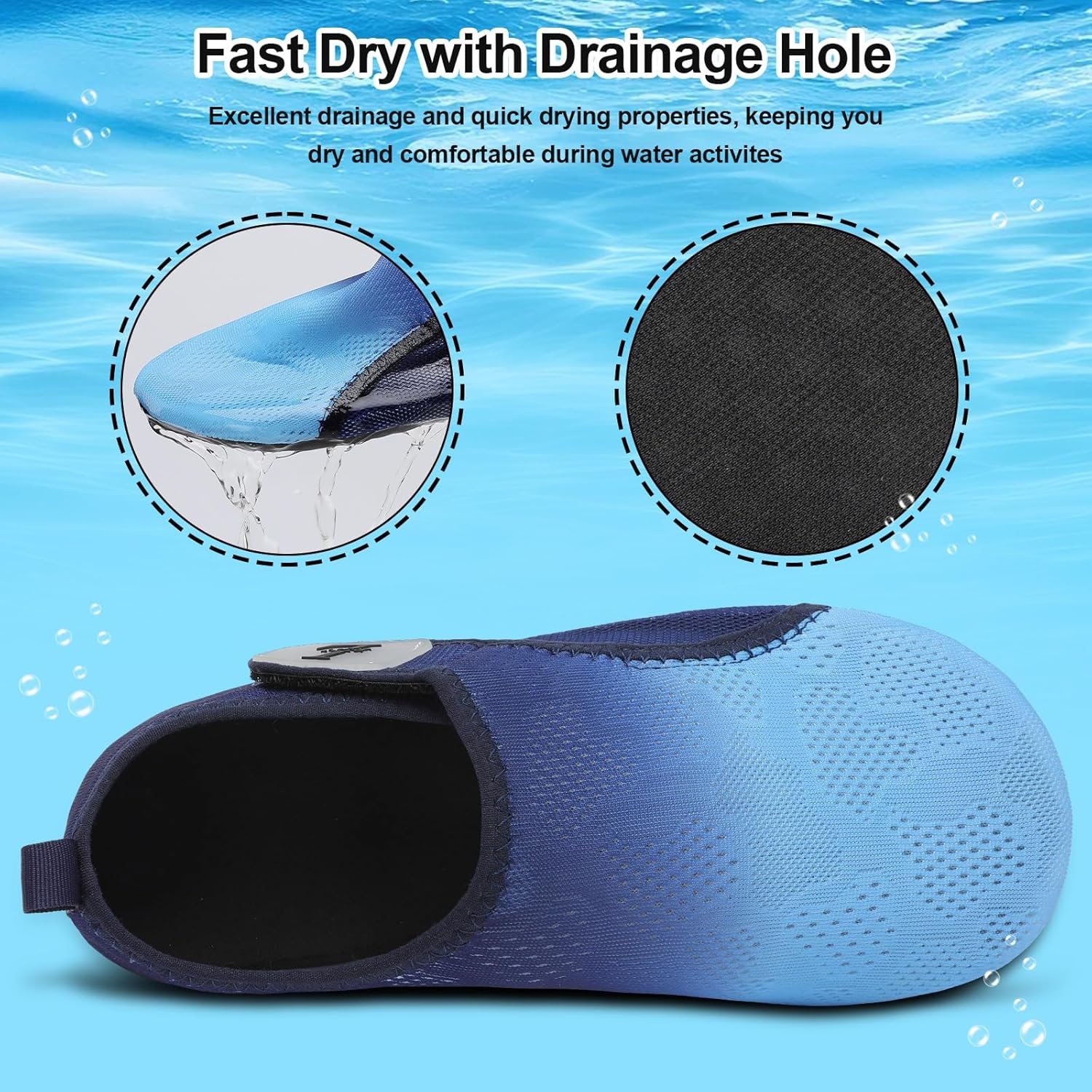 image:imageLRUN Mens Womens Quick Dry Barefoot Water Shoes NonSlip Beach Pool Shoes Breathable Surf Kayak Yoga SneakersBlue Navy