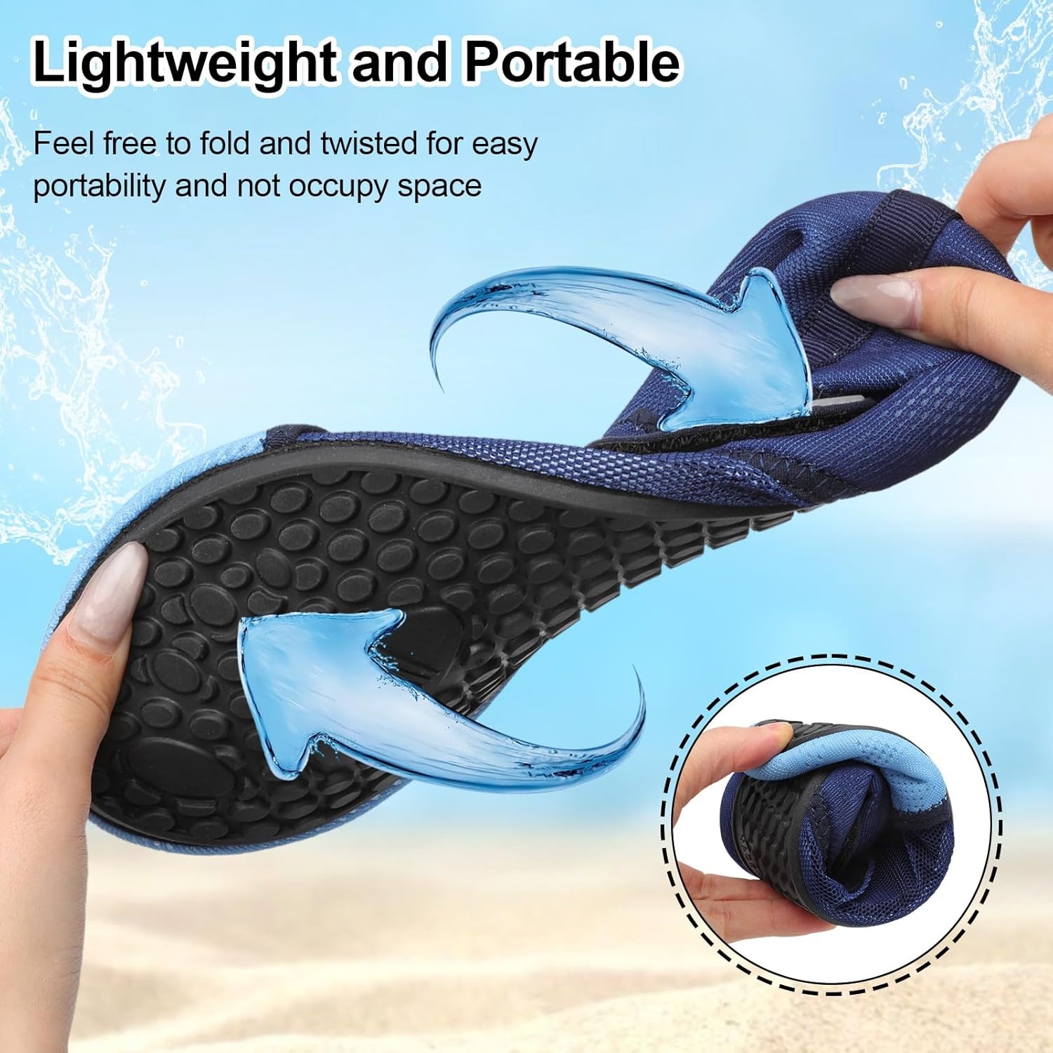 image:imageLRUN Mens Womens Quick Dry Barefoot Water Shoes NonSlip Beach Pool Shoes Breathable Surf Kayak Yoga SneakersBlue Navy