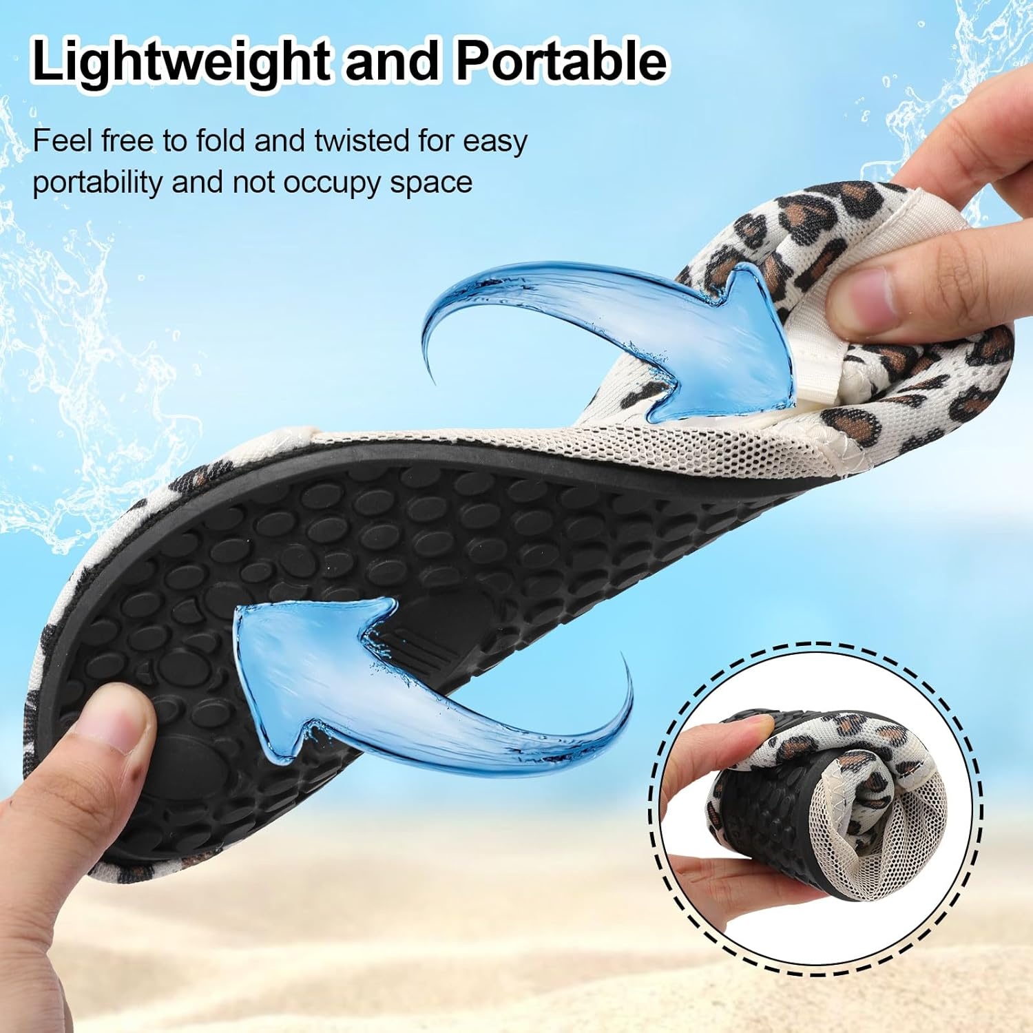 image:imageLRUN Mens Womens Quick Dry Barefoot Water Shoes NonSlip Beach Pool Shoes Breathable Surf Kayak Yoga SneakersLeopard