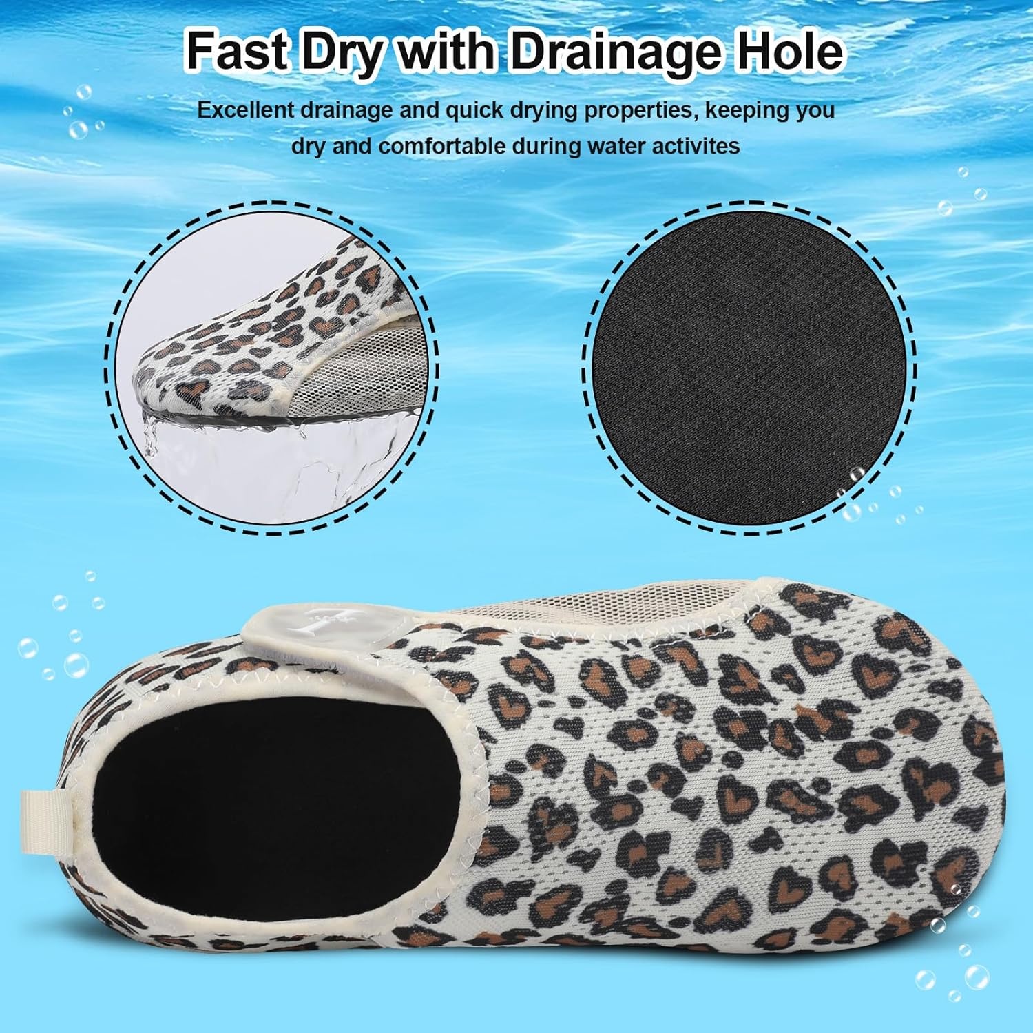 image:imageLRUN Mens Womens Quick Dry Barefoot Water Shoes NonSlip Beach Pool Shoes Breathable Surf Kayak Yoga SneakersLeopard