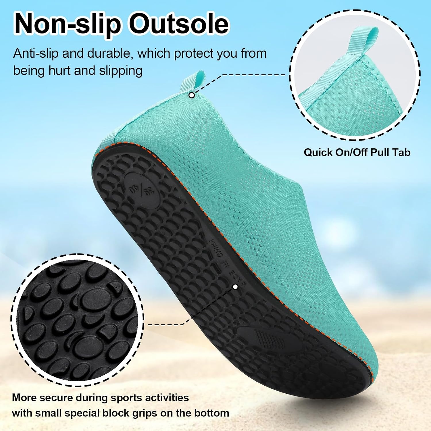 image:imageLRUN Mens Womens Quick Dry Barefoot Water Shoes NonSlip Beach Pool Shoes Breathable Surf Kayak Yoga SneakersLight Green