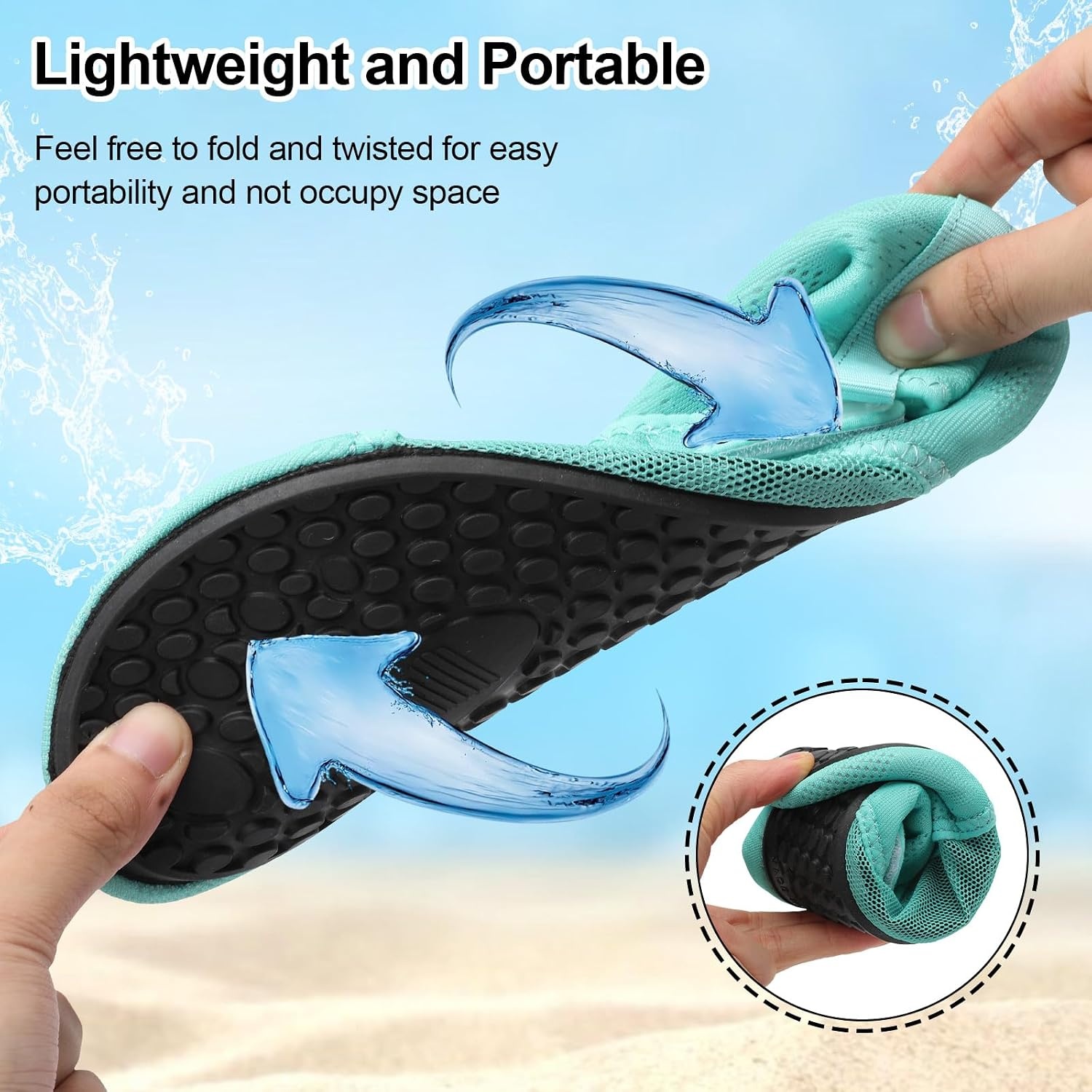image:imageLRUN Mens Womens Quick Dry Barefoot Water Shoes NonSlip Beach Pool Shoes Breathable Surf Kayak Yoga SneakersLight Green
