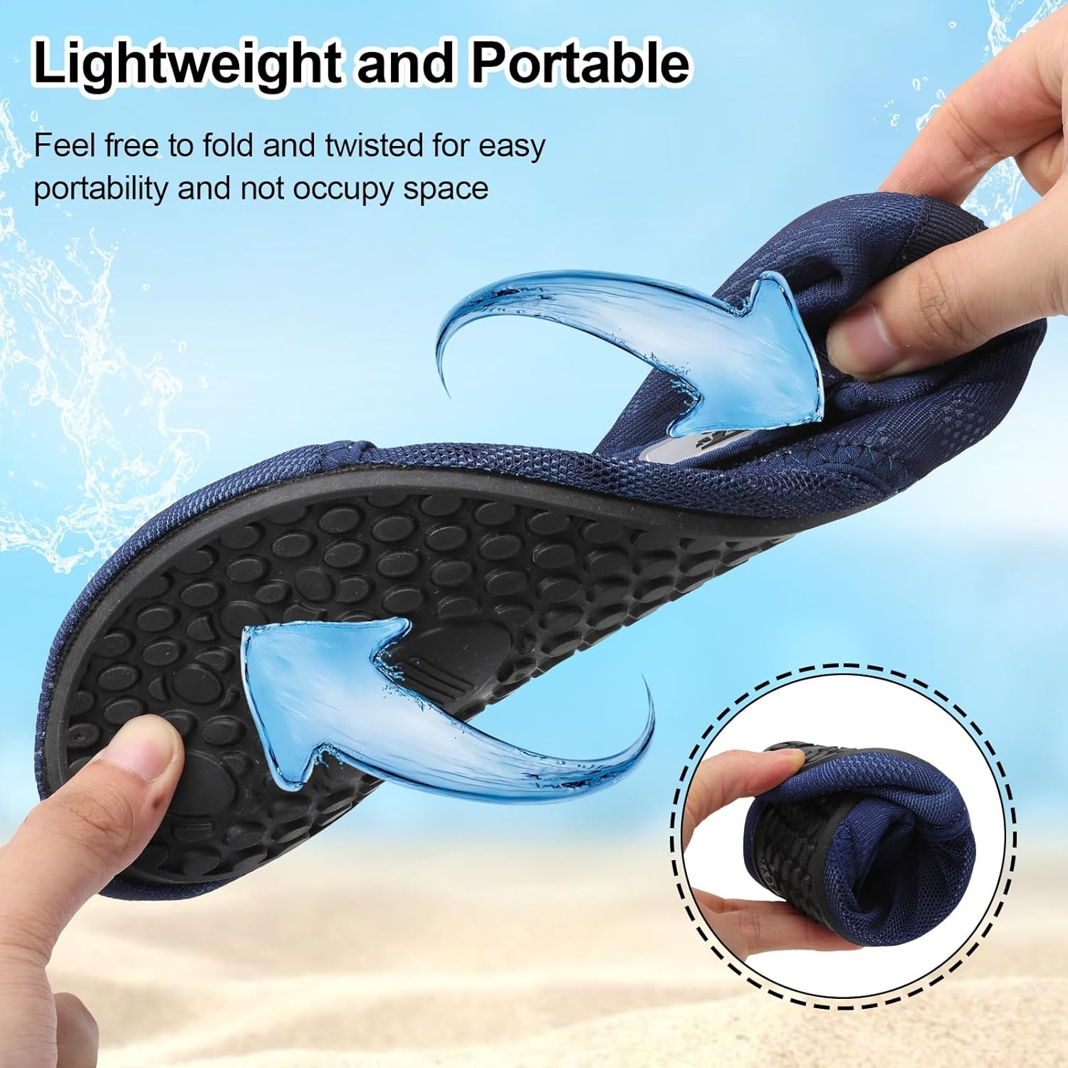 image:imageLRUN Mens Womens Quick Dry Barefoot Water Shoes NonSlip Beach Pool Shoes Breathable Surf Kayak Yoga SneakersNavy