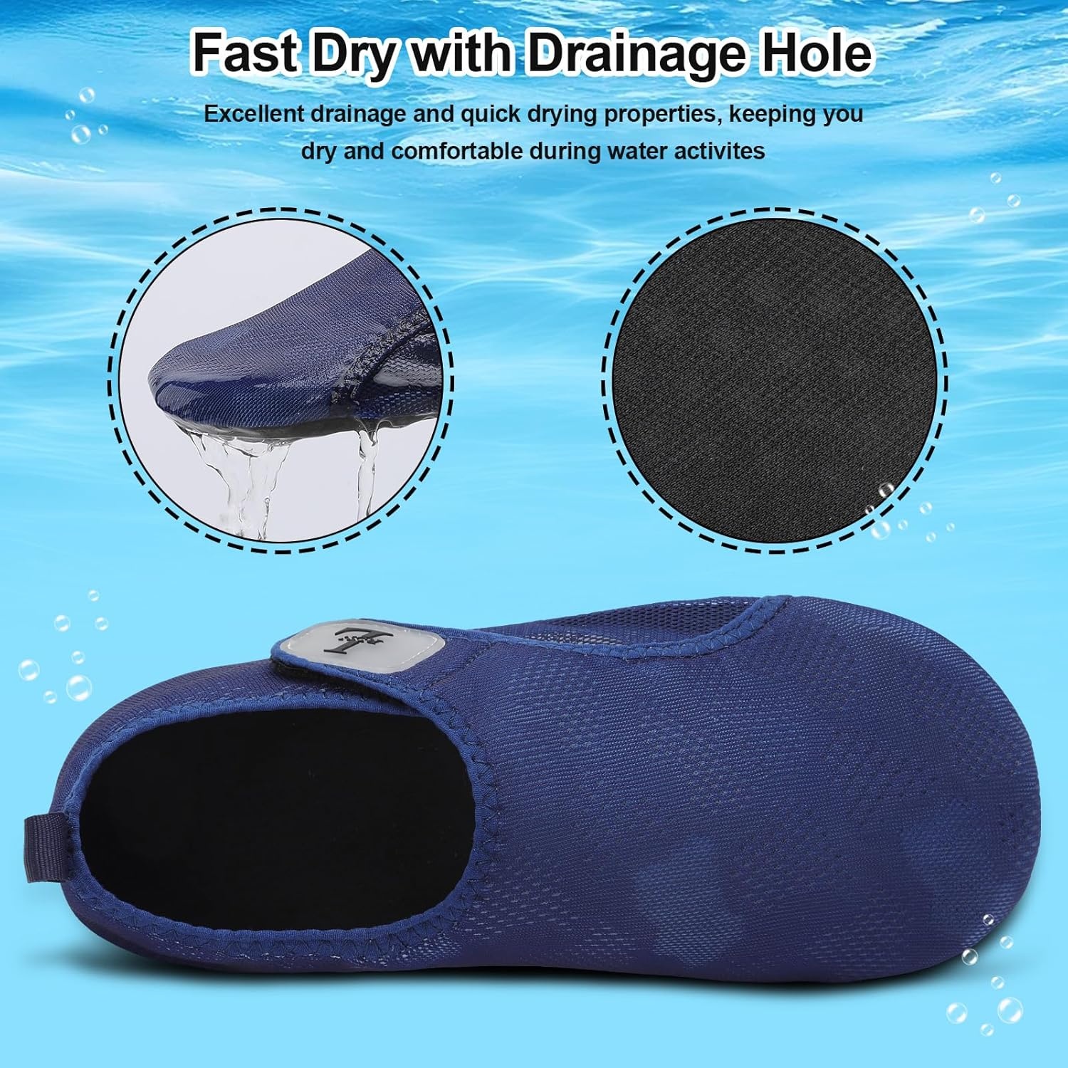 image:imageLRUN Mens Womens Quick Dry Barefoot Water Shoes NonSlip Beach Pool Shoes Breathable Surf Kayak Yoga SneakersNavy