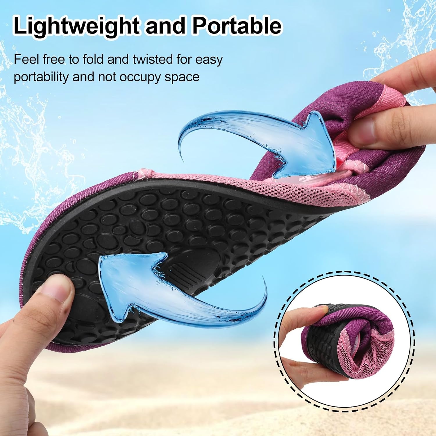 image:imageLRUN Mens Womens Quick Dry Barefoot Water Shoes NonSlip Beach Pool Shoes Breathable Surf Kayak Yoga SneakersPurple