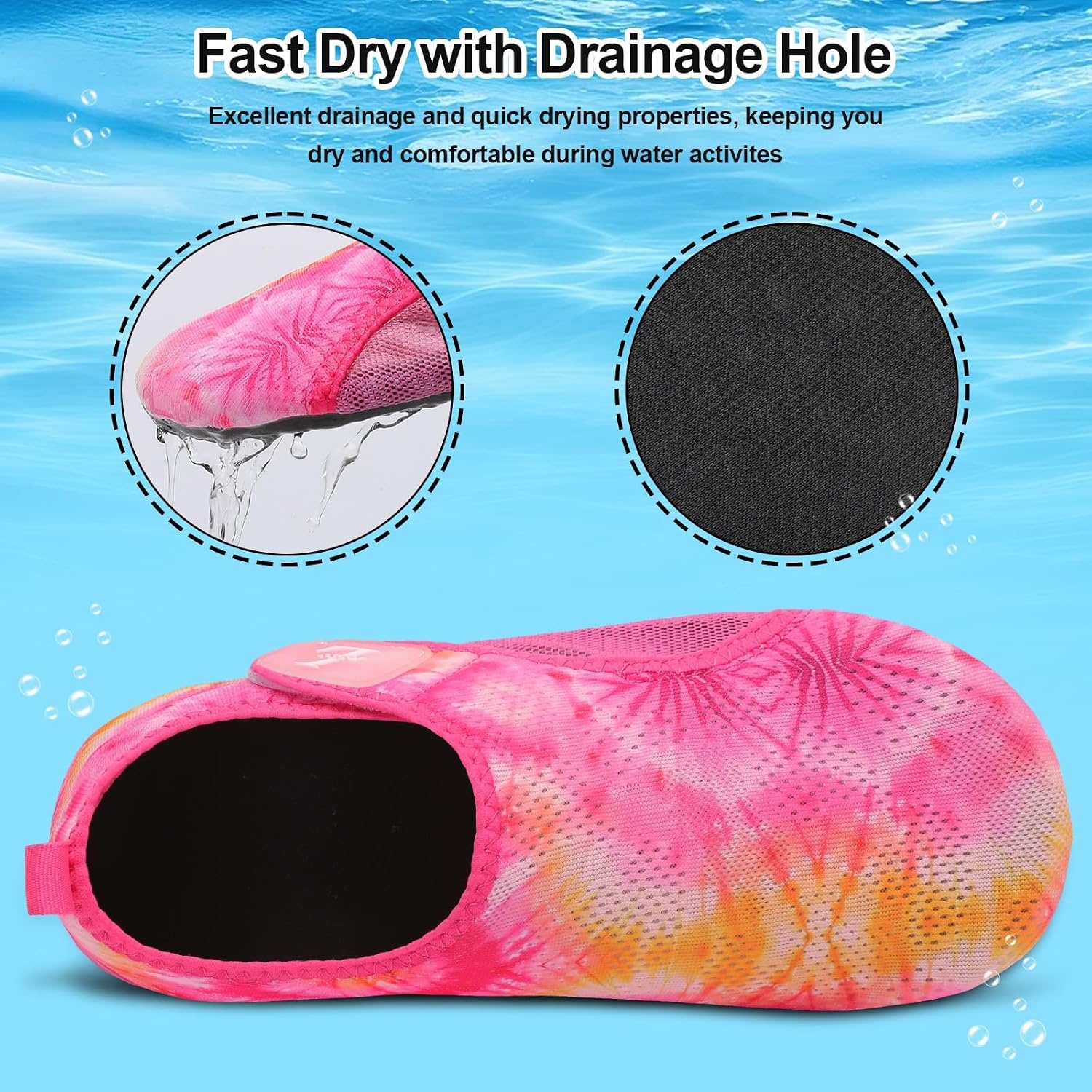image:imageLRUN Mens Womens Quick Dry Barefoot Water Shoes NonSlip Beach Pool Shoes Breathable Surf Kayak Yoga SneakersRose Red Flowers