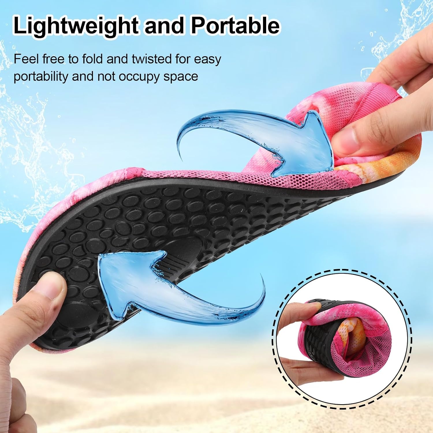 image:imageLRUN Mens Womens Quick Dry Barefoot Water Shoes NonSlip Beach Pool Shoes Breathable Surf Kayak Yoga SneakersRose Red Flowers