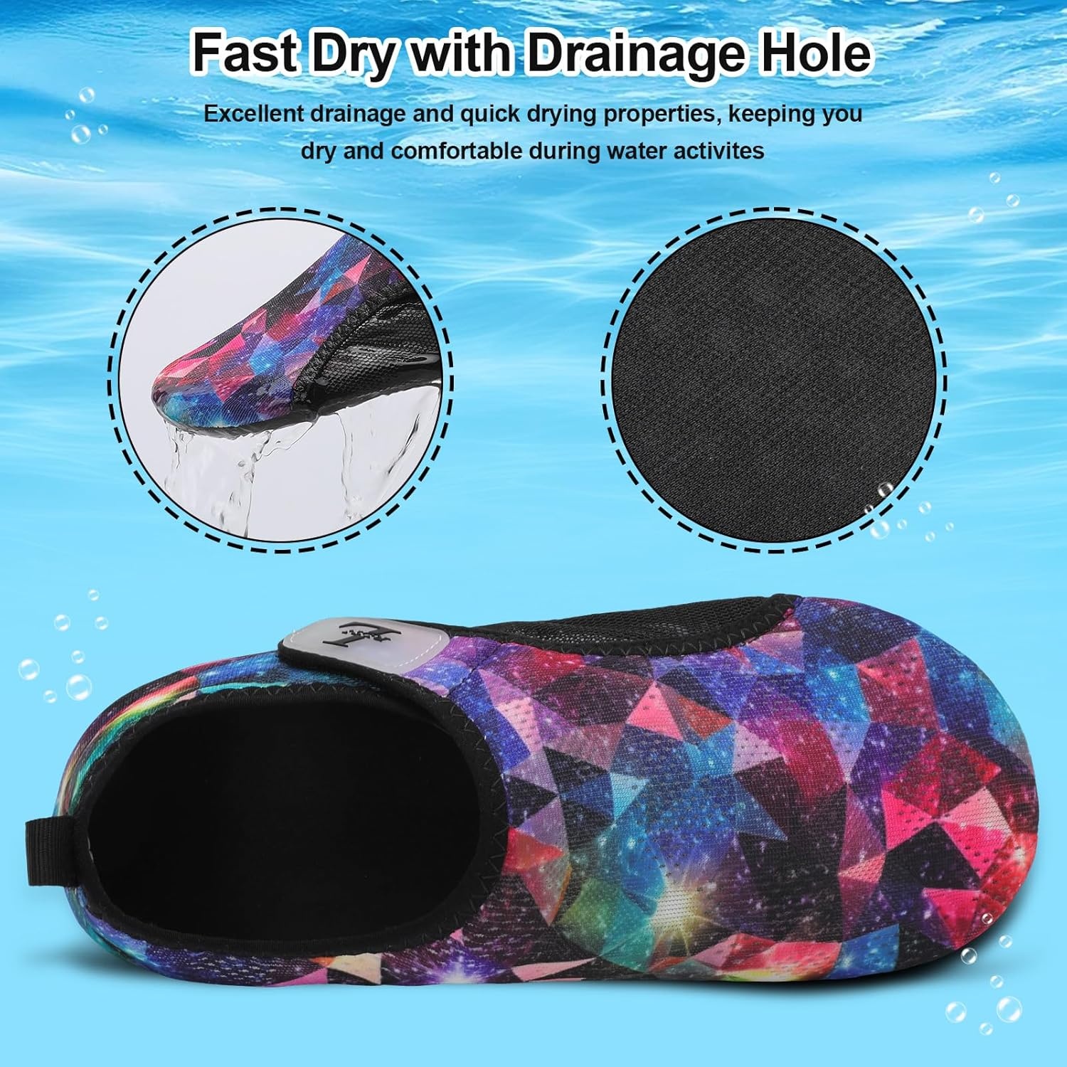 image:imageLRUN Mens Womens Quick Dry Barefoot Water Shoes NonSlip Beach Pool Shoes Breathable Surf Kayak Yoga SneakersTriangle