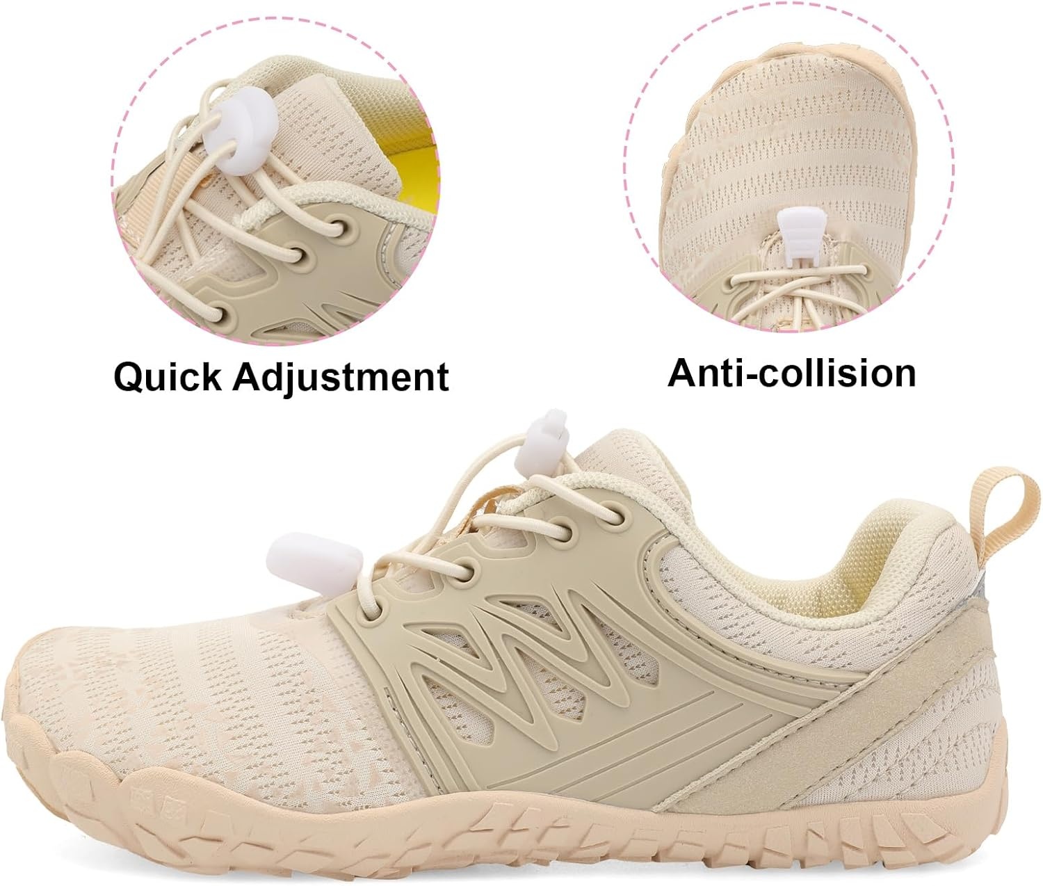 image:imageLRUN Kids Water Shoes Quick Dry Boys Girls Barefoot Shoes for Beach Pool Sand NonSlip Outdoor Athletic Walking SneakerBeige