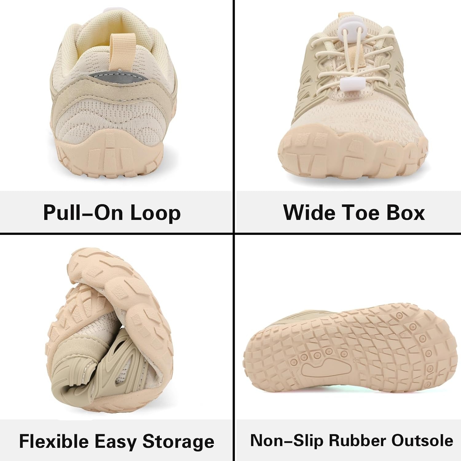 image:imageLRUN Kids Water Shoes Quick Dry Boys Girls Barefoot Shoes for Beach Pool Sand NonSlip Outdoor Athletic Walking SneakerBeige