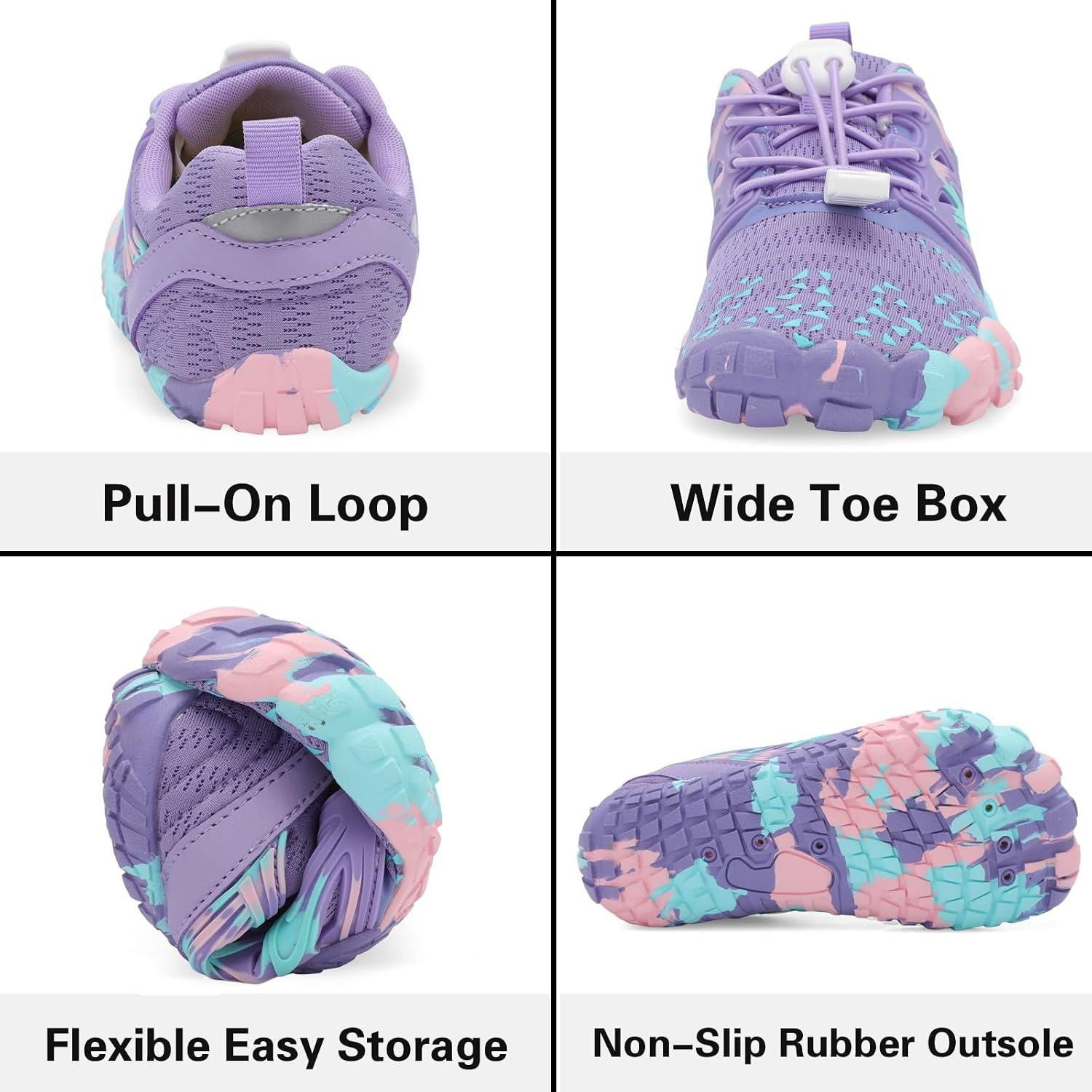 image:imageLRUN Kids Water Shoes Quick Dry Boys Girls Barefoot Shoes for Beach Pool Sand NonSlip Outdoor Athletic Walking SneakerDark Purple