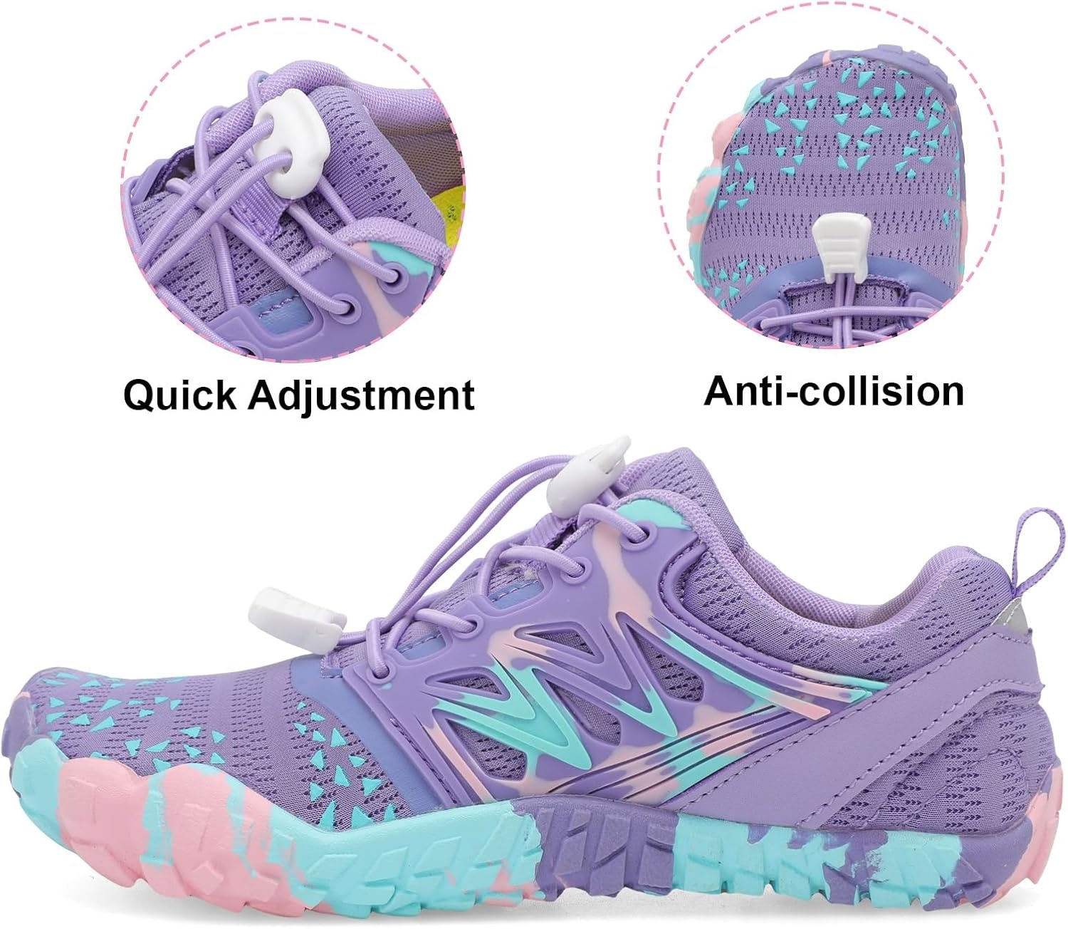 image:imageLRUN Kids Water Shoes Quick Dry Boys Girls Barefoot Shoes for Beach Pool Sand NonSlip Outdoor Athletic Walking SneakerDark Purple