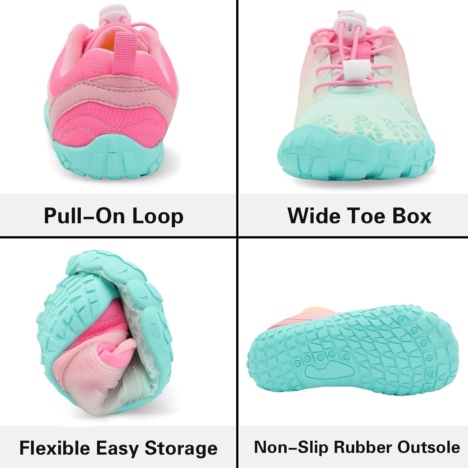 image:imageLRUN Kids Water Shoes Quick Dry Boys Girls Barefoot Shoes for Beach Pool Sand NonSlip Outdoor Athletic Walking SneakerGreen Pink
