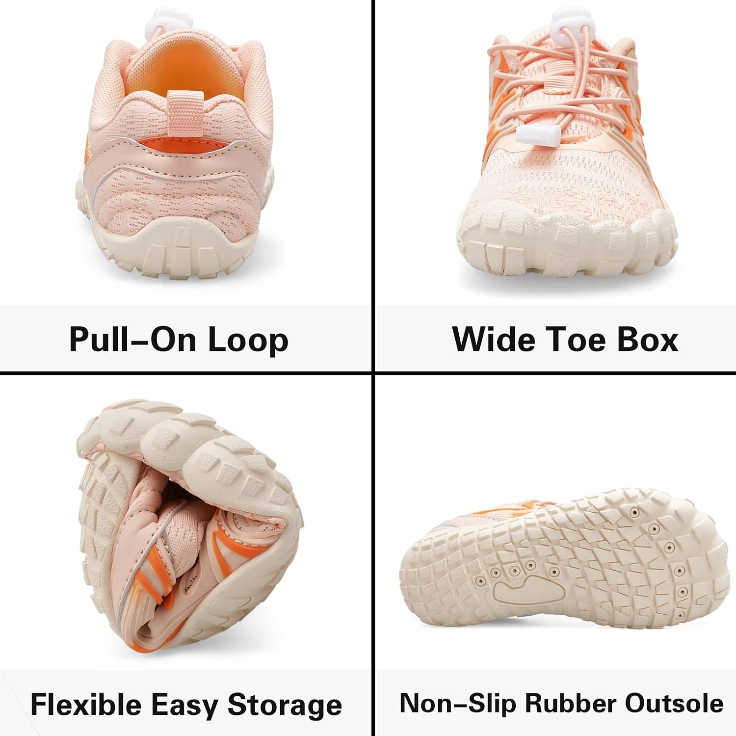 image:imageLRUN Kids Water Shoes Quick Dry Boys Girls Barefoot Shoes for Beach Pool Sand NonSlip Outdoor Athletic Walking SneakerLotus Pink