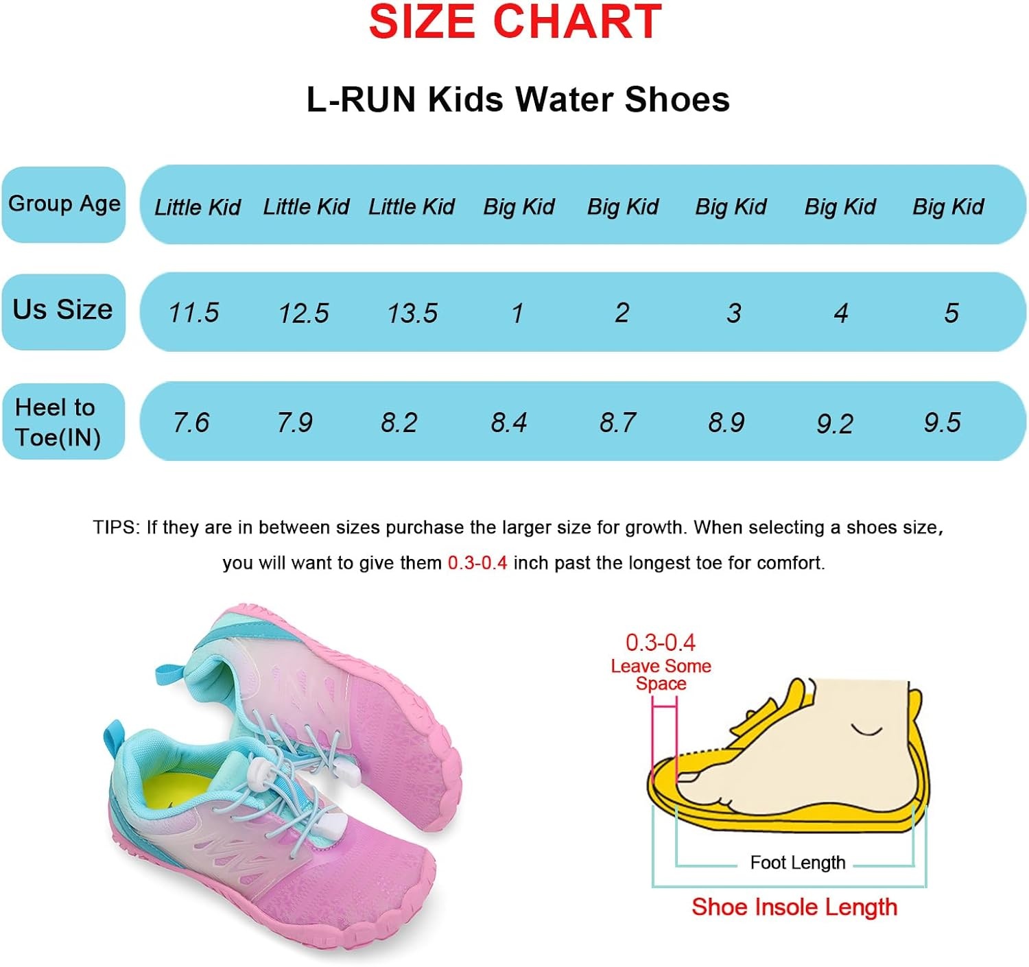 image:imageLRUN Kids Water Shoes Quick Dry Boys Girls Barefoot Shoes for Beach Pool Sand NonSlip Outdoor Athletic Walking SneakerLotus Pink