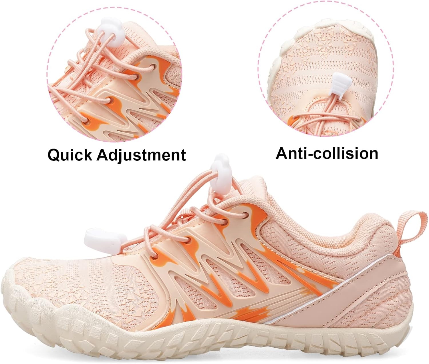 image:imageLRUN Kids Water Shoes Quick Dry Boys Girls Barefoot Shoes for Beach Pool Sand NonSlip Outdoor Athletic Walking SneakerLotus Pink