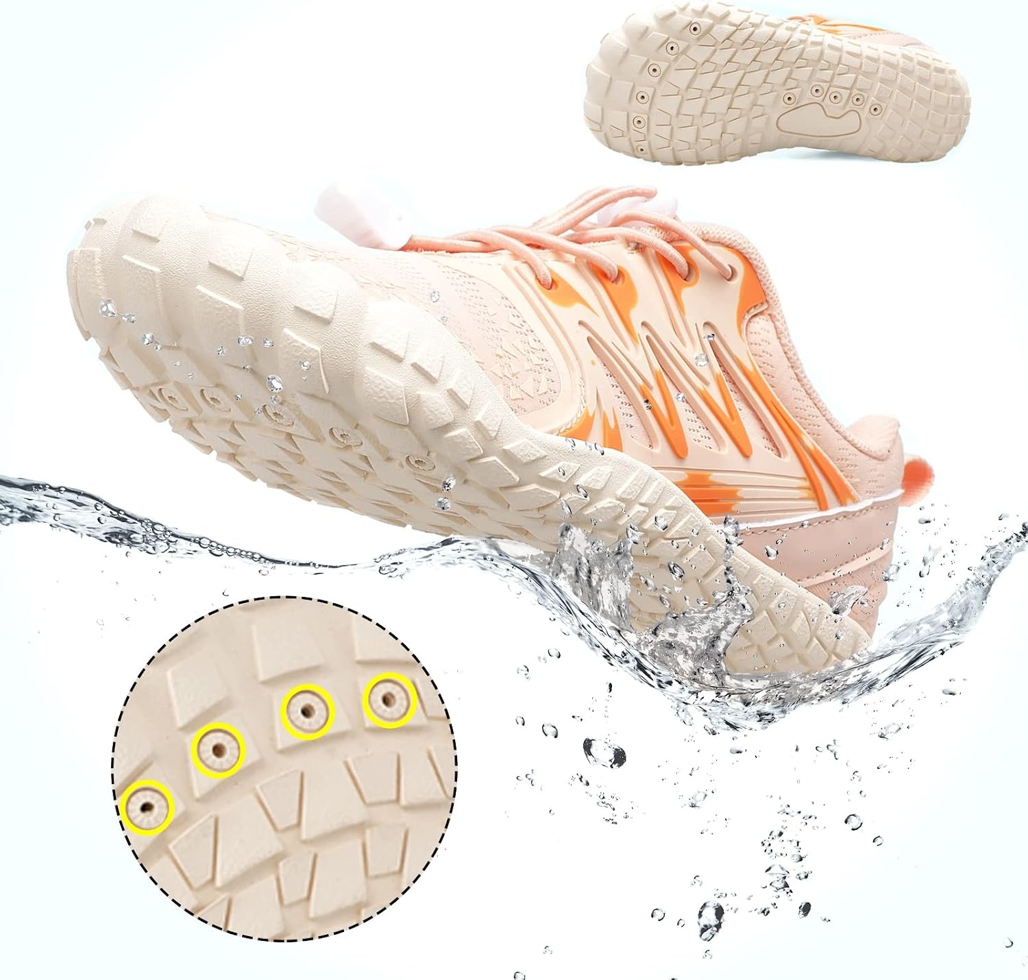 image:imageLRUN Kids Water Shoes Quick Dry Boys Girls Barefoot Shoes for Beach Pool Sand NonSlip Outdoor Athletic Walking SneakerLotus Pink