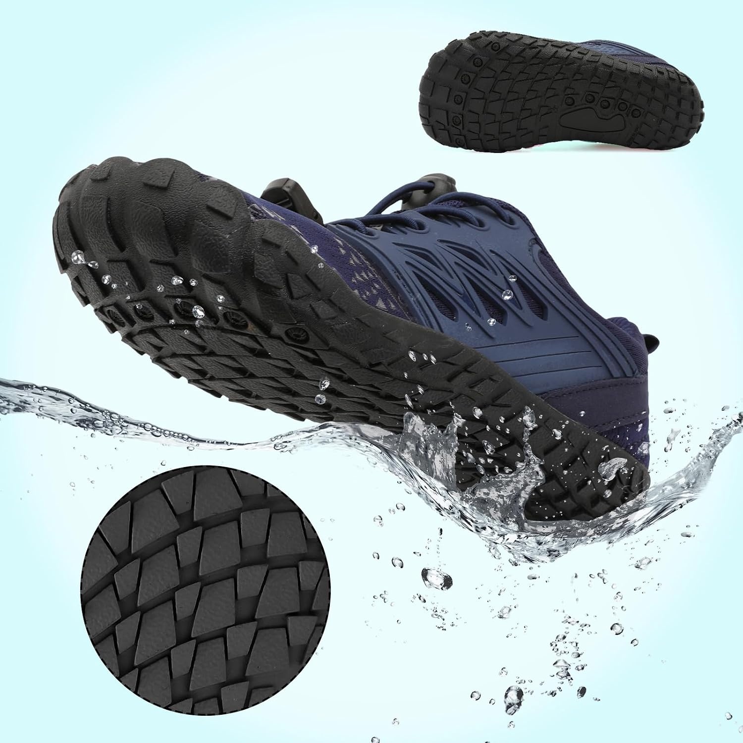 image:imageLRUN Kids Water Shoes Quick Dry Boys Girls Barefoot Shoes for Beach Pool Sand NonSlip Outdoor Athletic Walking SneakerNavy