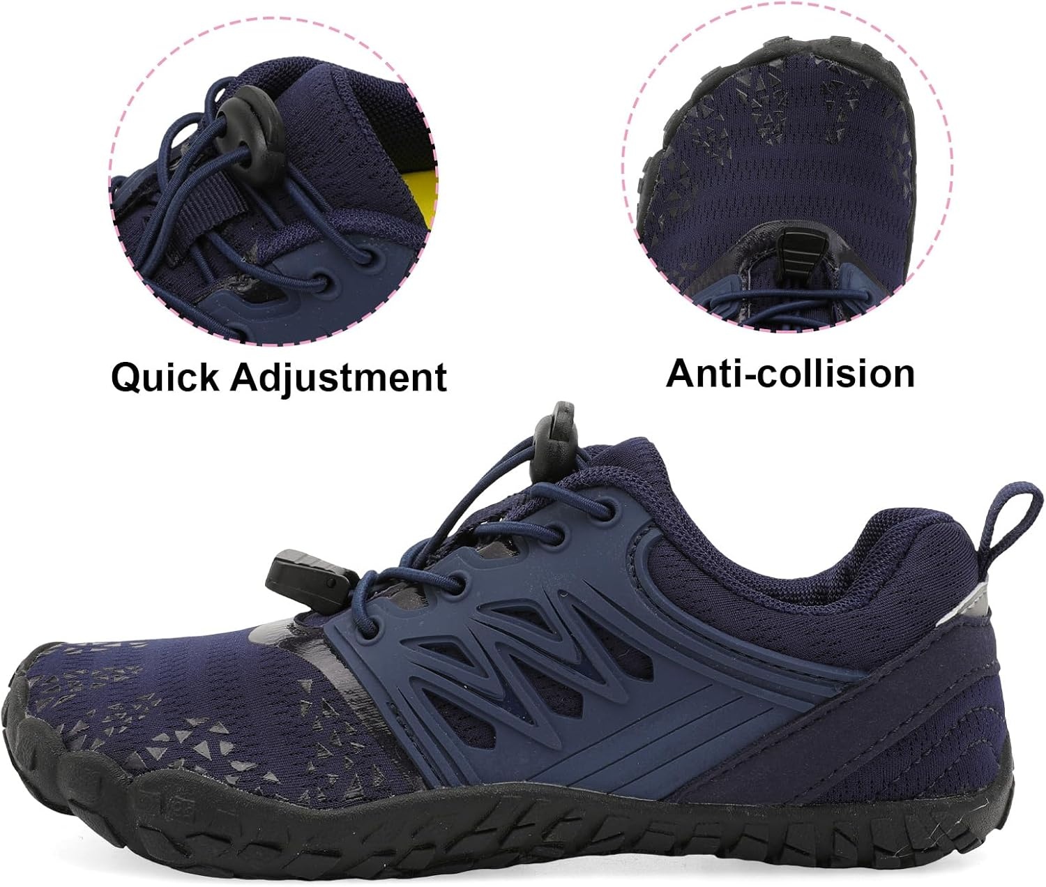 image:imageLRUN Kids Water Shoes Quick Dry Boys Girls Barefoot Shoes for Beach Pool Sand NonSlip Outdoor Athletic Walking SneakerNavy