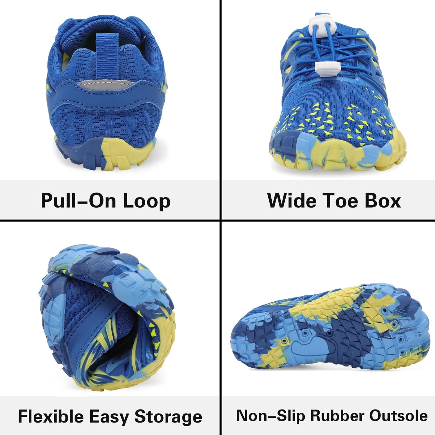 image:imageLRUN Kids Water Shoes Quick Dry Boys Girls Barefoot Shoes for Beach Pool Sand NonSlip Outdoor Athletic Walking SneakerNavy Yellow