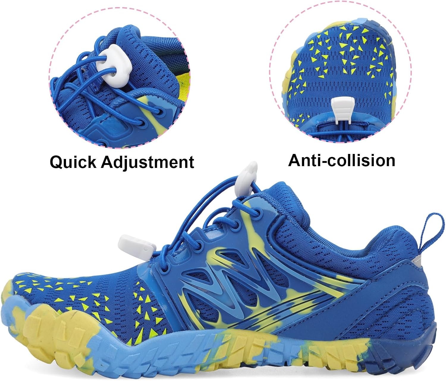 image:imageLRUN Kids Water Shoes Quick Dry Boys Girls Barefoot Shoes for Beach Pool Sand NonSlip Outdoor Athletic Walking SneakerNavy Yellow