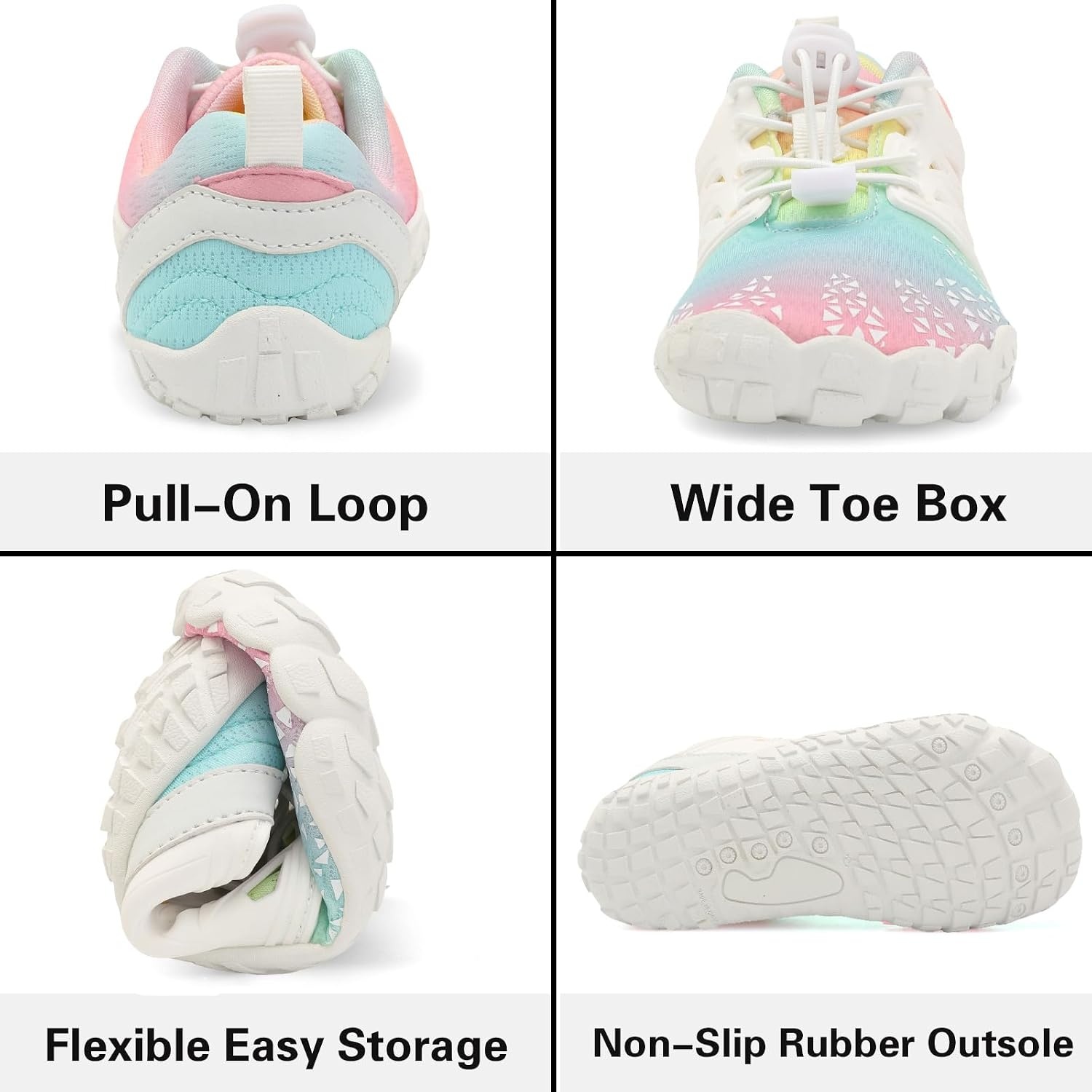image:imageLRUN Kids Water Shoes Quick Dry Boys Girls Barefoot Shoes for Beach Pool Sand NonSlip Outdoor Athletic Walking SneakerPink Blue