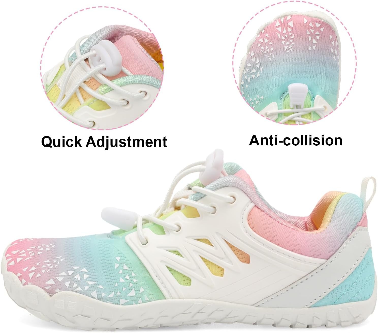 image:imageLRUN Kids Water Shoes Quick Dry Boys Girls Barefoot Shoes for Beach Pool Sand NonSlip Outdoor Athletic Walking SneakerPink Blue