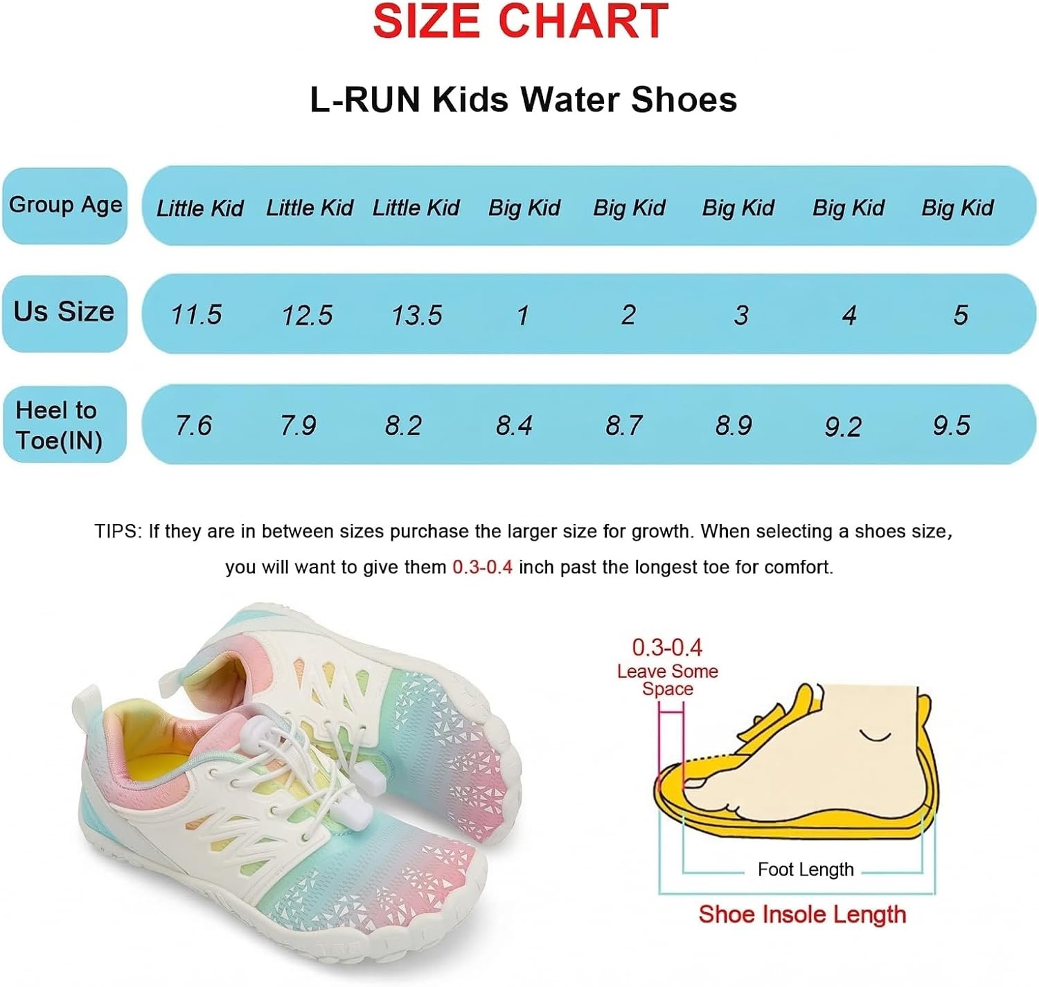 image:imageLRUN Kids Water Shoes Quick Dry Boys Girls Barefoot Shoes for Beach Pool Sand NonSlip Outdoor Athletic Walking SneakerPink Blue