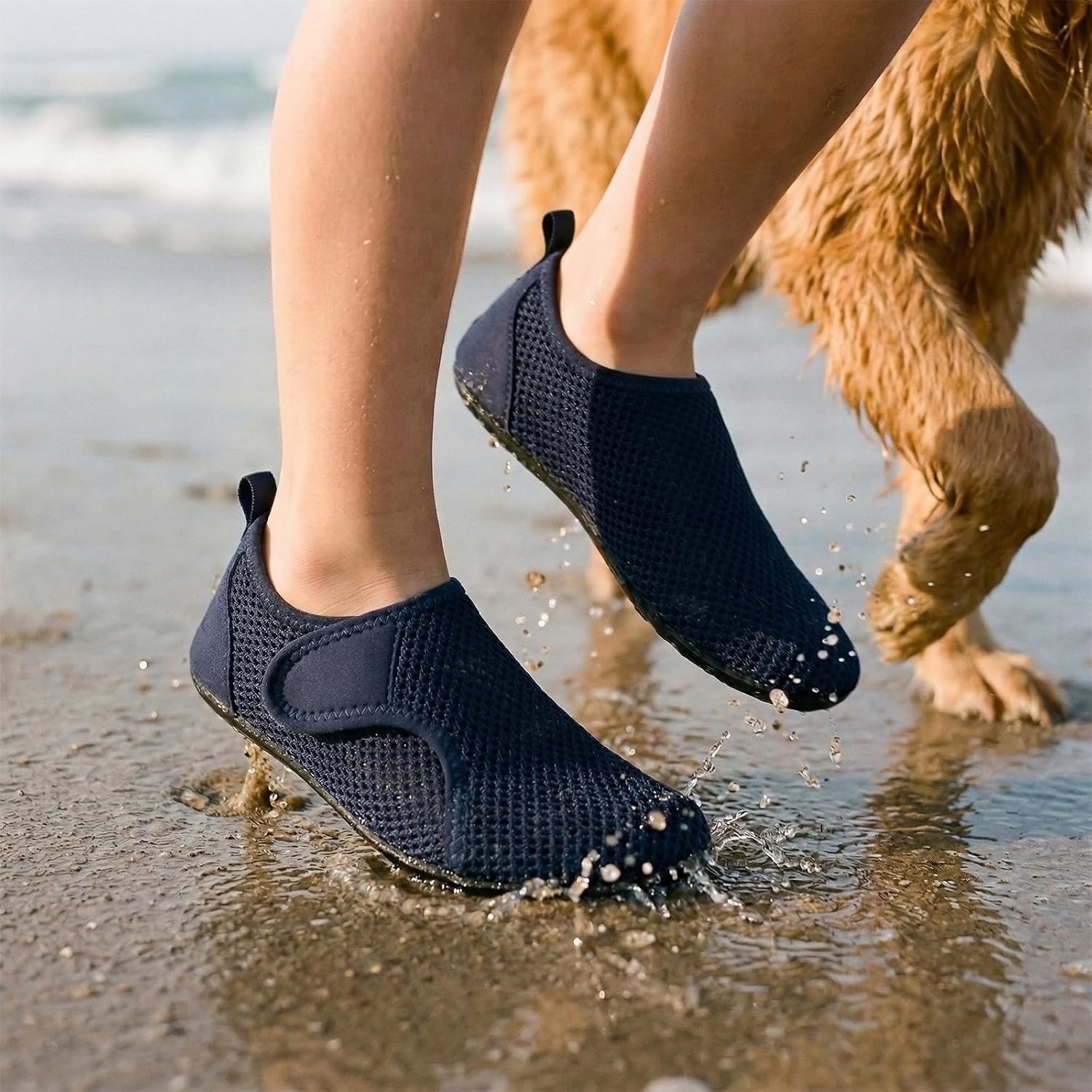 image:imageLRUN Toddler Water Shoes Quick Dry Kids Swim Shoes Barefoot Boys Girls Aqua Socks for Beach Pool Surfing Yoga NonSlipNavy Blue