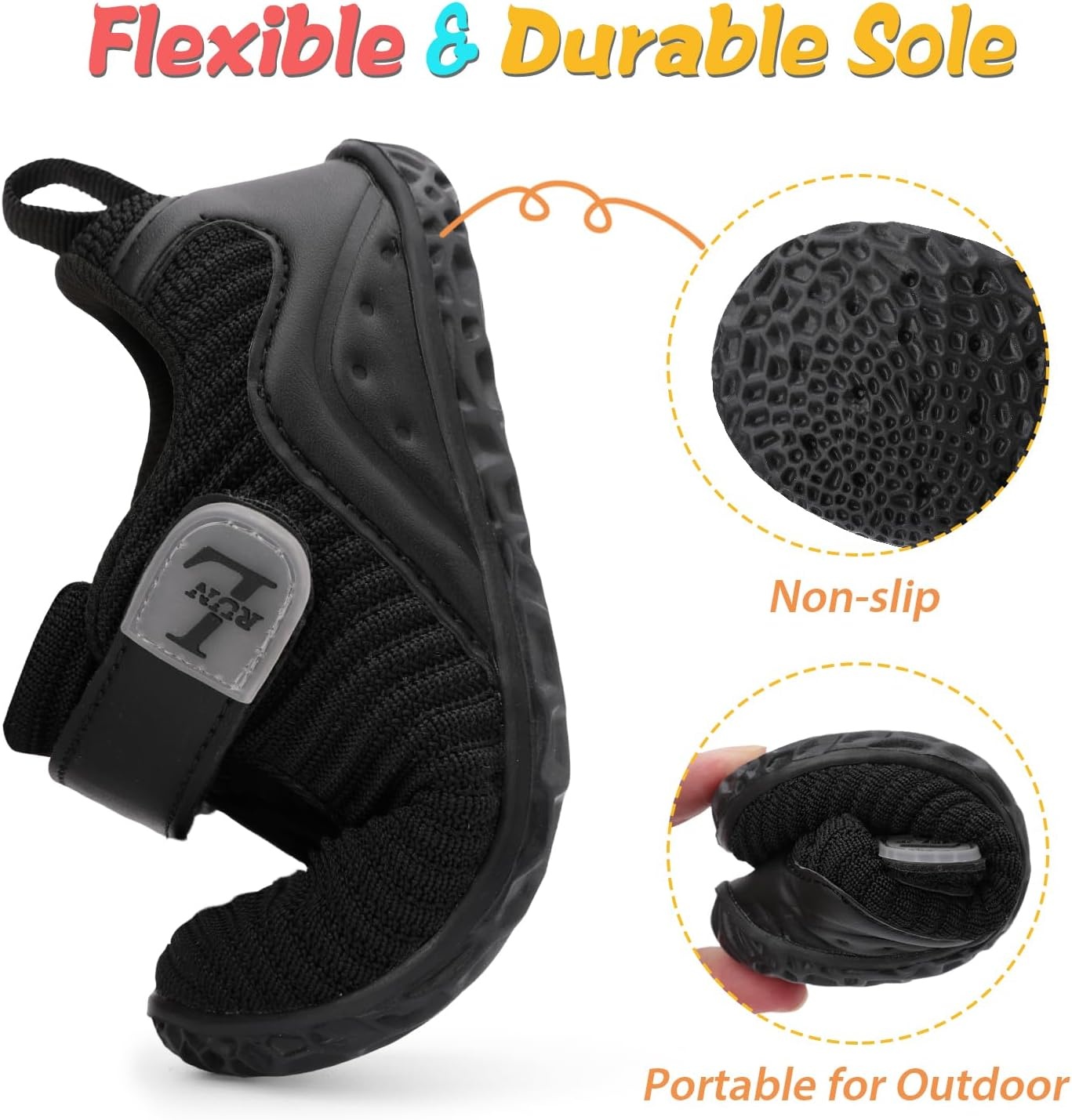image:imageLRUN Toddler Barefoot Shoes Wide Toe Box amp ZeroDrop Sneakers for Boys amp Girls Lightweight Walking amp Running Shoes for Indoor amp Outdoor PlayAll Black