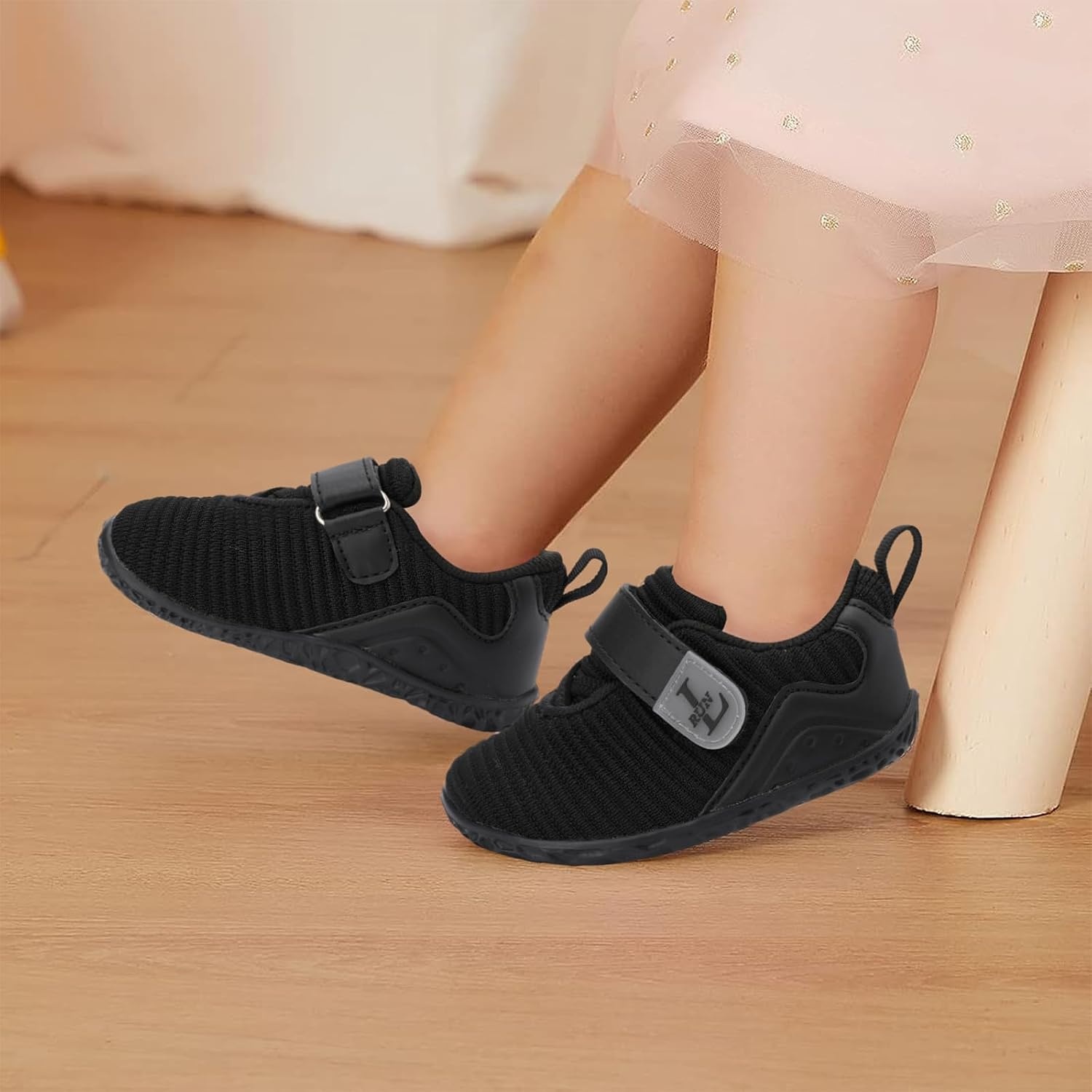 image:imageLRUN Toddler Barefoot Shoes Wide Toe Box amp ZeroDrop Sneakers for Boys amp Girls Lightweight Walking amp Running Shoes for Indoor amp Outdoor PlayAll Black