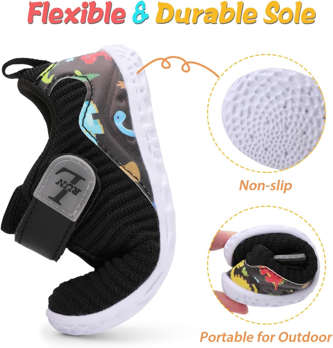 image:imageLRUN Toddler Barefoot Shoes Wide Toe Box amp ZeroDrop Sneakers for Boys amp Girls Lightweight Walking amp Running Shoes for Indoor amp Outdoor PlayBlack