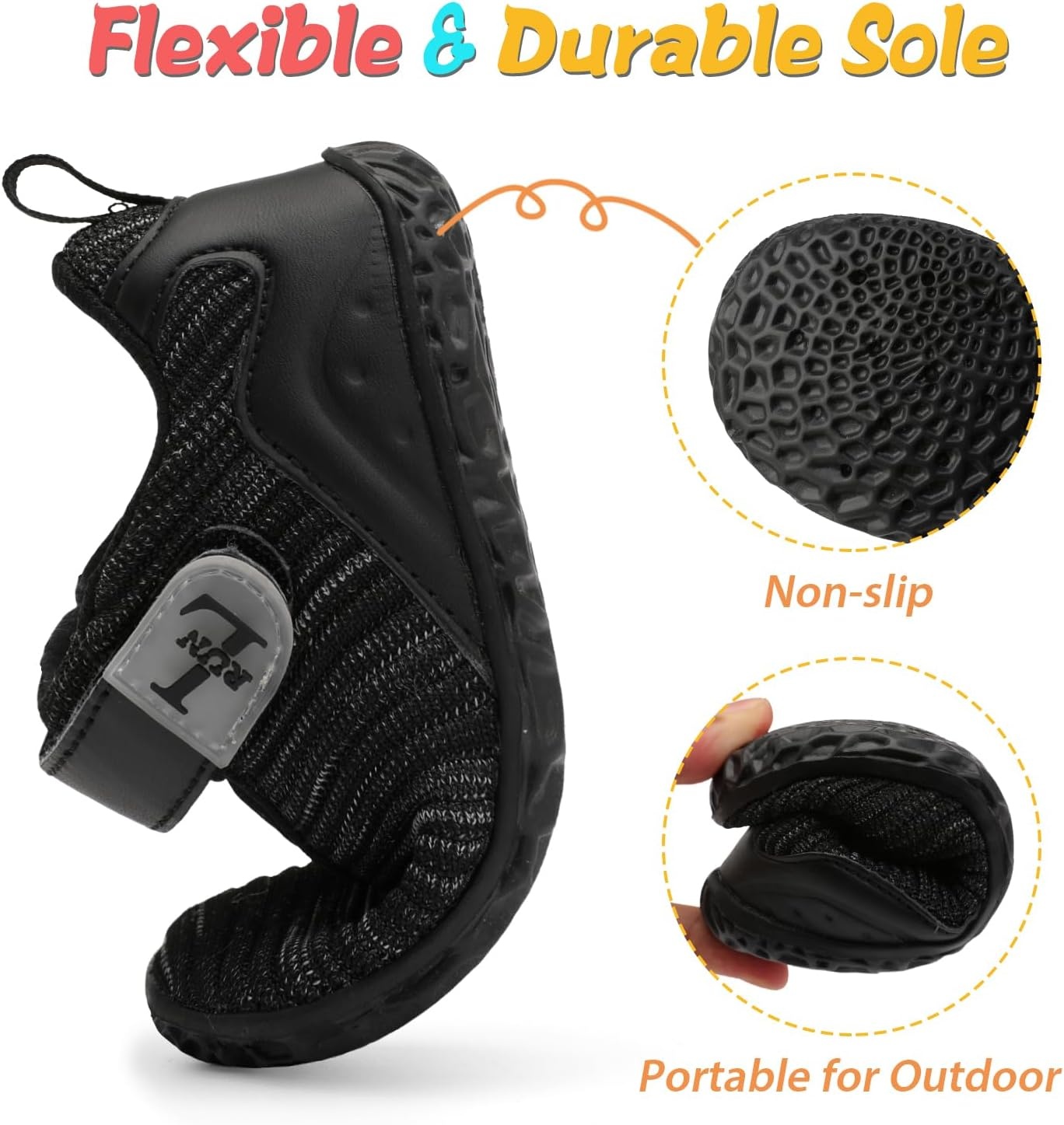 image:imageLRUN Toddler Barefoot Shoes Wide Toe Box amp ZeroDrop Sneakers for Boys amp Girls Lightweight Walking amp Running Shoes for Indoor amp Outdoor PlayBlack Mix