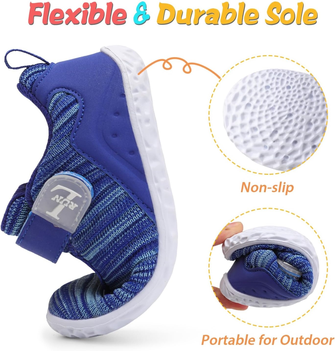 image:imageLRUN Toddler Barefoot Shoes Wide Toe Box amp ZeroDrop Sneakers for Boys amp Girls Lightweight Walking amp Running Shoes for Indoor amp Outdoor PlayBlue Mix