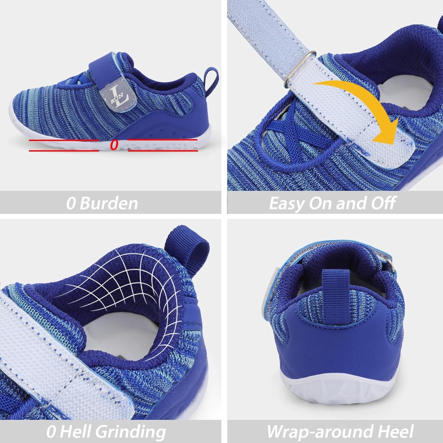 image:imageLRUN Toddler Barefoot Shoes Wide Toe Box amp ZeroDrop Sneakers for Boys amp Girls Lightweight Walking amp Running Shoes for Indoor amp Outdoor PlayBlue Mix