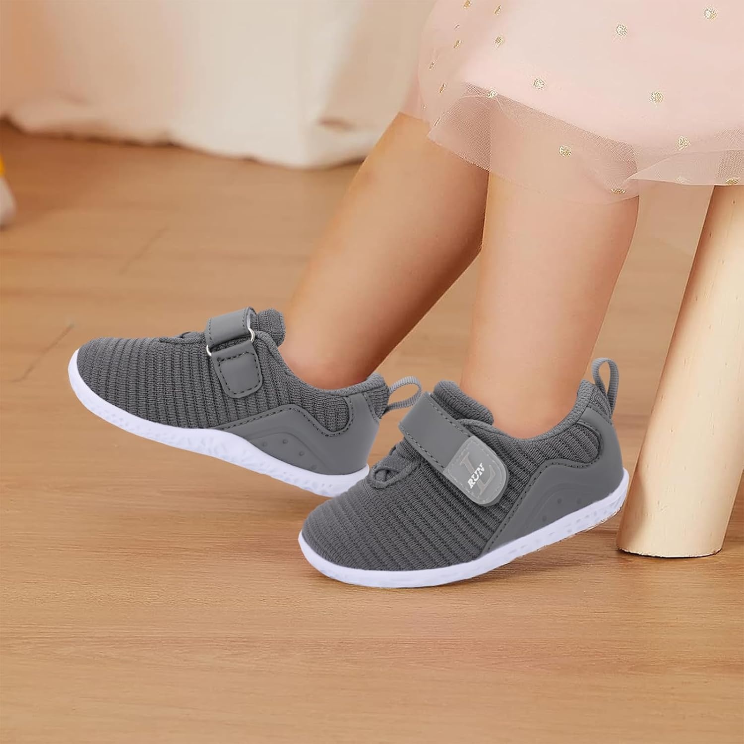 image:imageLRUN Toddler Barefoot Shoes Wide Toe Box amp ZeroDrop Sneakers for Boys amp Girls Lightweight Walking amp Running Shoes for Indoor amp Outdoor PlayDark Grey