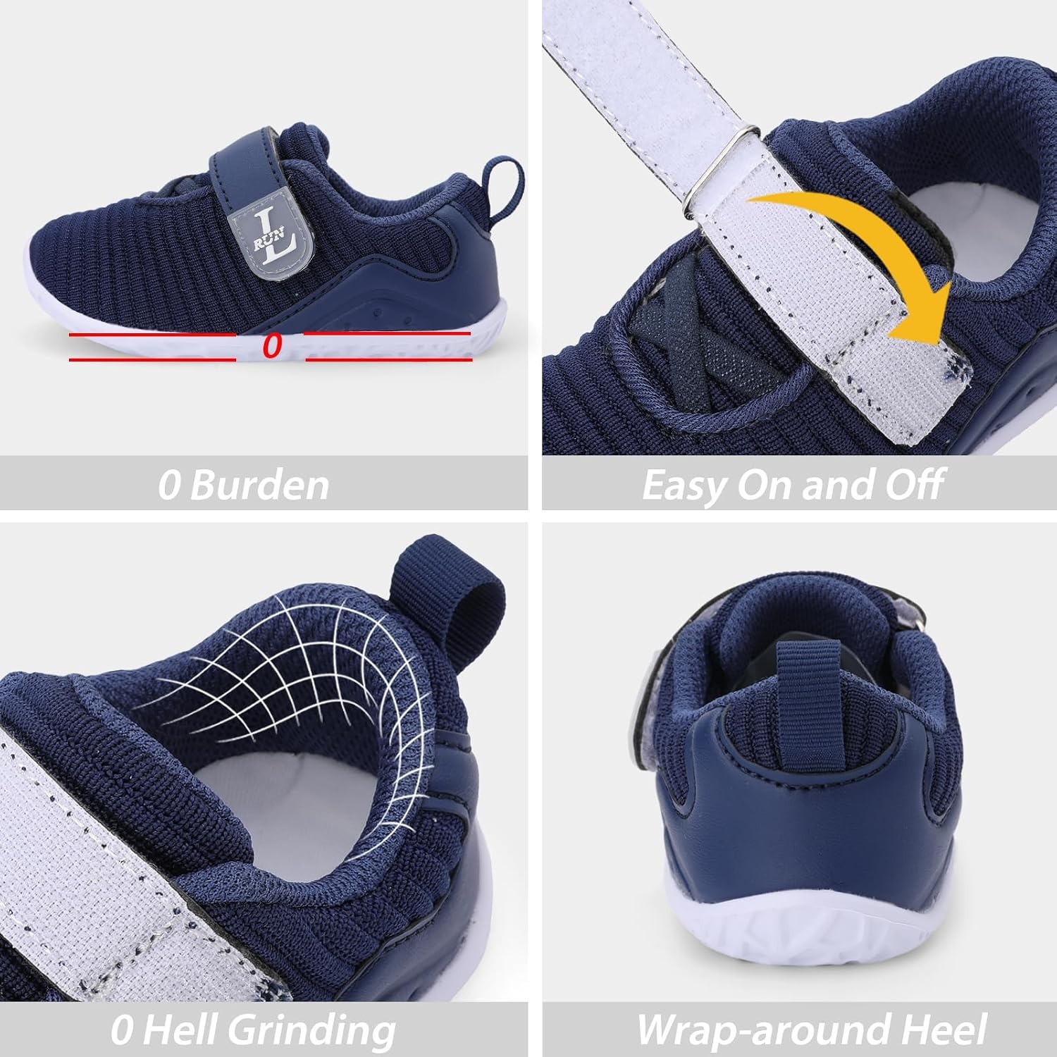 image:imageLRUN Toddler Barefoot Shoes Wide Toe Box amp ZeroDrop Sneakers for Boys amp Girls Lightweight Walking amp Running Shoes for Indoor amp Outdoor PlayNavy