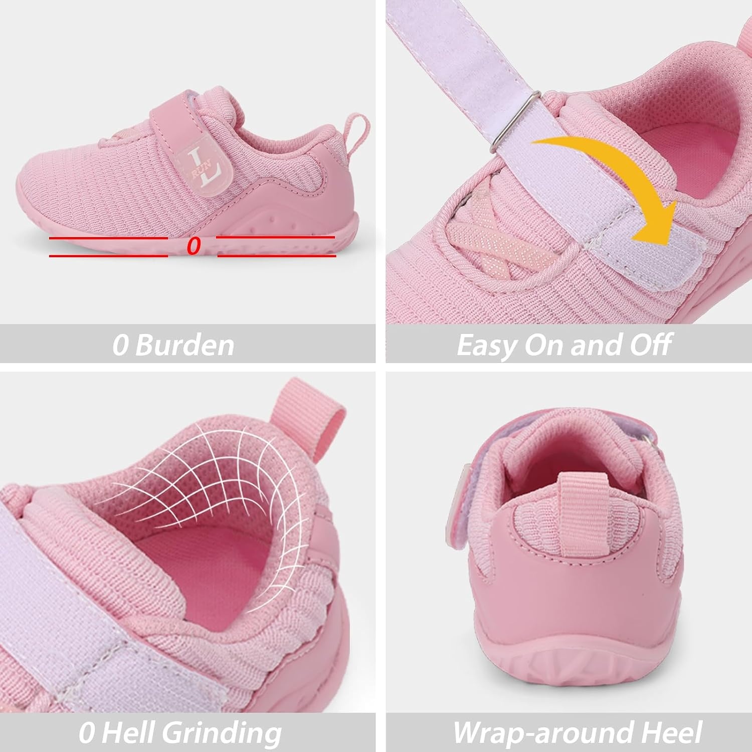 image:imageLRUN Toddler Barefoot Shoes Wide Toe Box amp ZeroDrop Sneakers for Boys amp Girls Lightweight Walking amp Running Shoes for Indoor amp Outdoor PlayPink