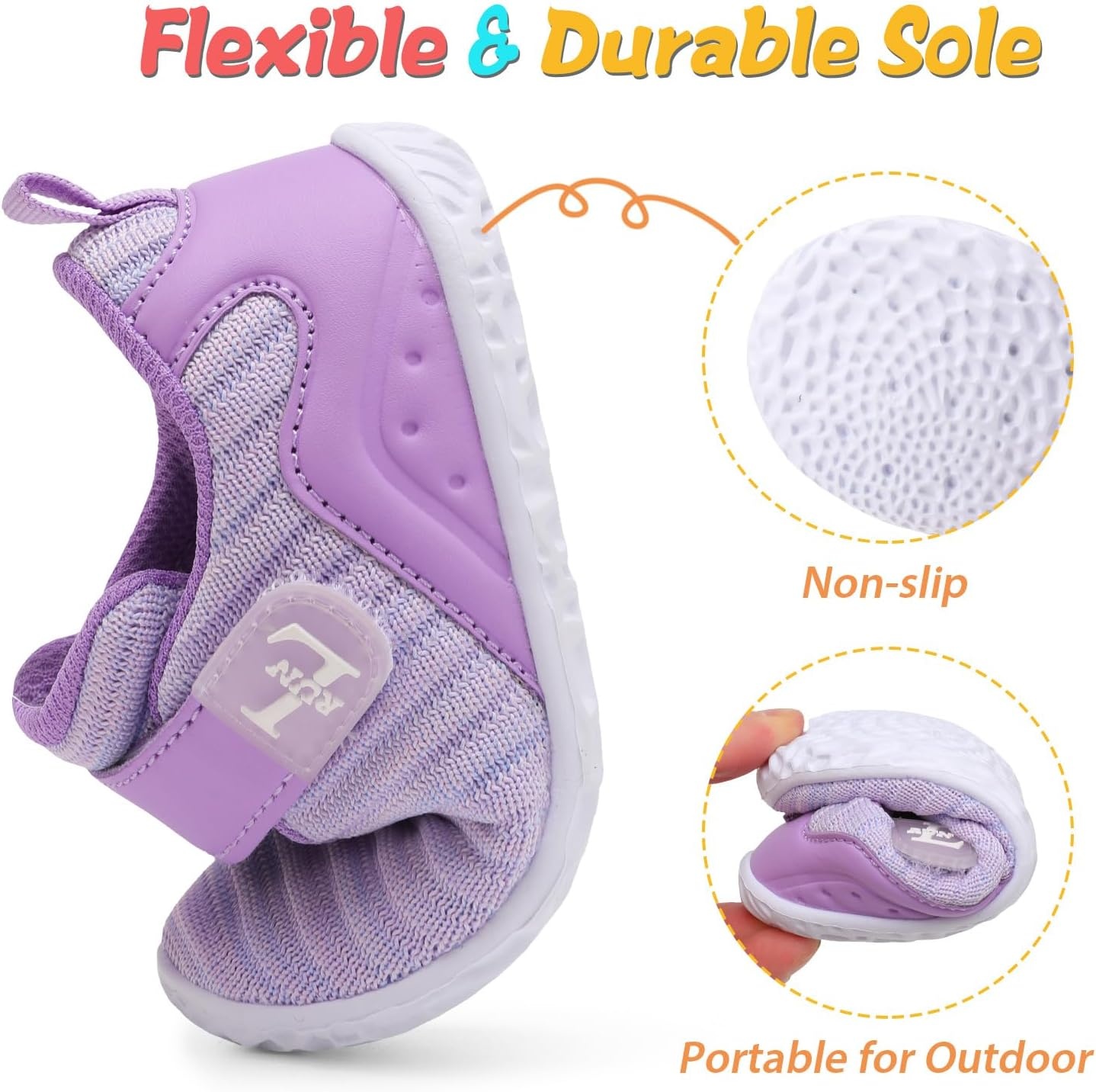 image:imageLRUN Toddler Barefoot Shoes Wide Toe Box amp ZeroDrop Sneakers for Boys amp Girls Lightweight Walking amp Running Shoes for Indoor amp Outdoor PlayPurple Mix