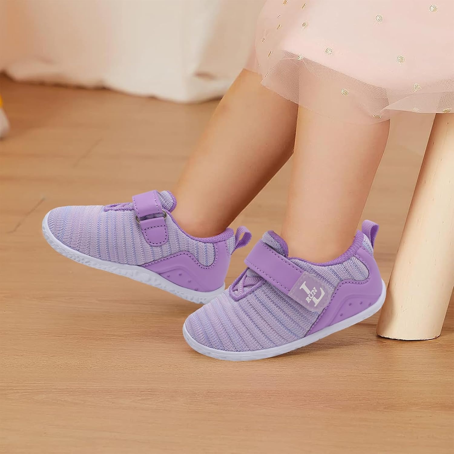 image:imageLRUN Toddler Barefoot Shoes Wide Toe Box amp ZeroDrop Sneakers for Boys amp Girls Lightweight Walking amp Running Shoes for Indoor amp Outdoor PlayPurple Mix