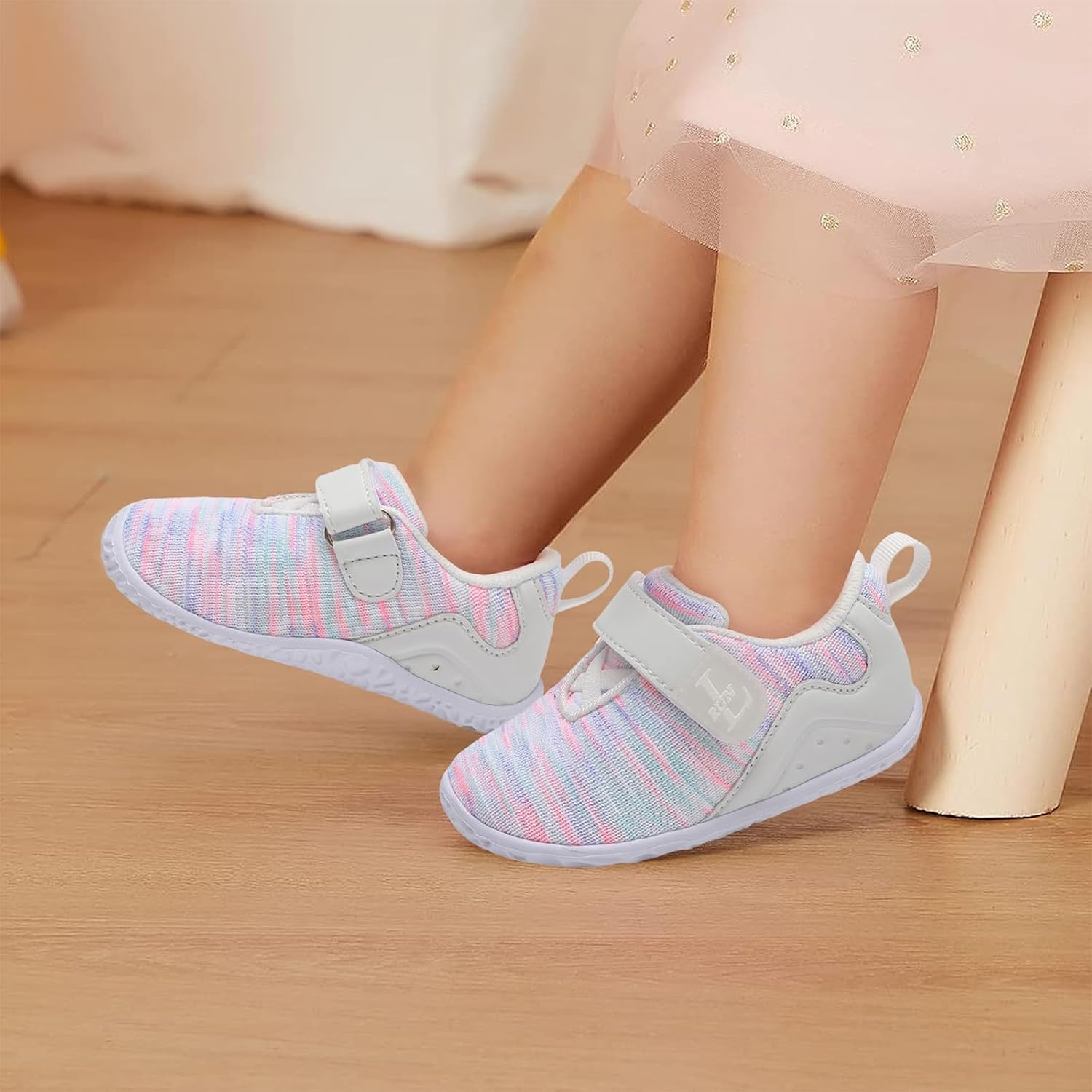 image:imageLRUN Toddler Barefoot Shoes Wide Toe Box amp ZeroDrop Sneakers for Boys amp Girls Lightweight Walking amp Running Shoes for Indoor amp Outdoor PlayWhite Mix